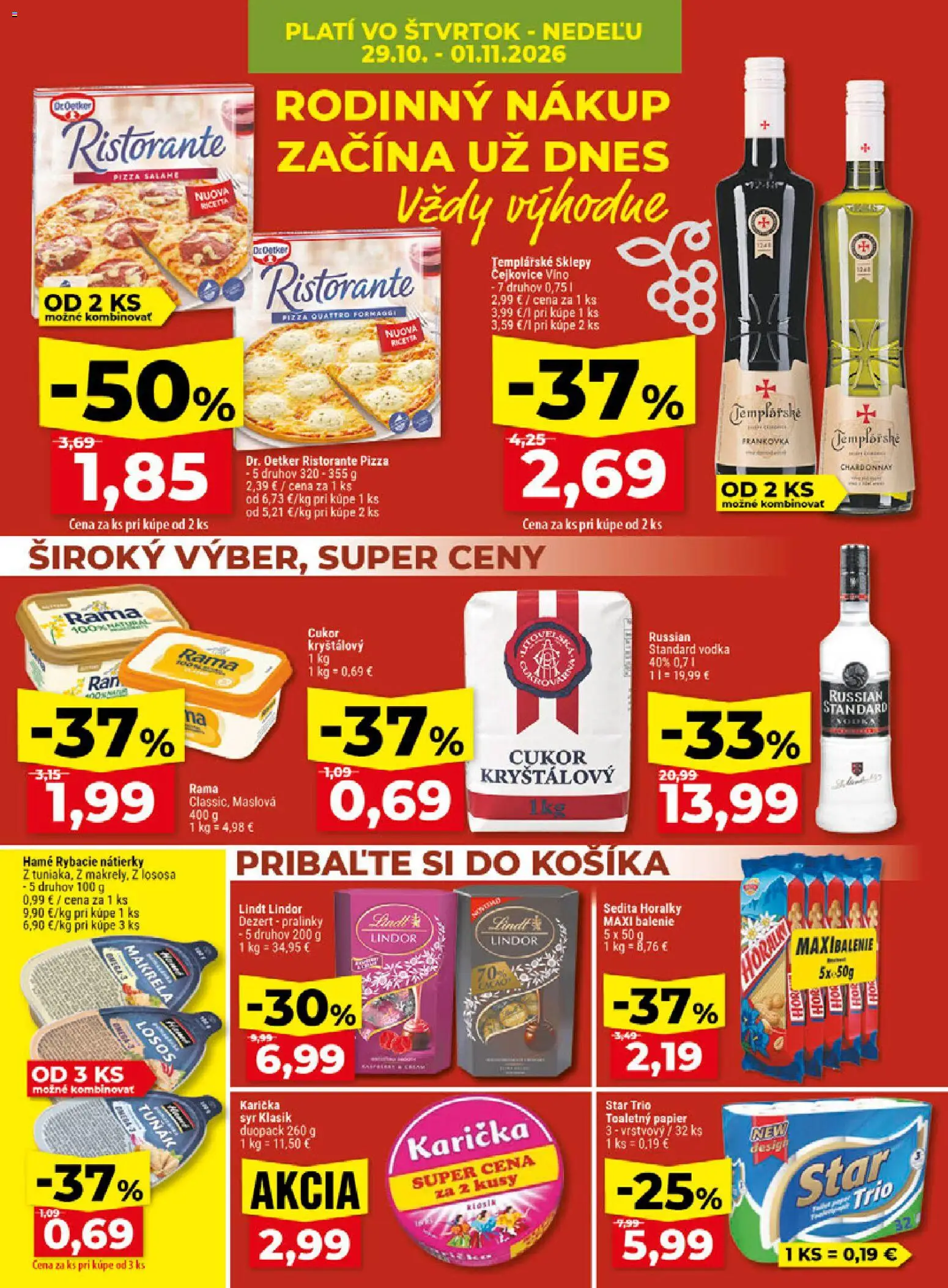Náhľad Klas letáku platného od 26.10.2026 - Víno, Syr, Vodka, Omega, Lindt, Dezert, Lindor, Horálky