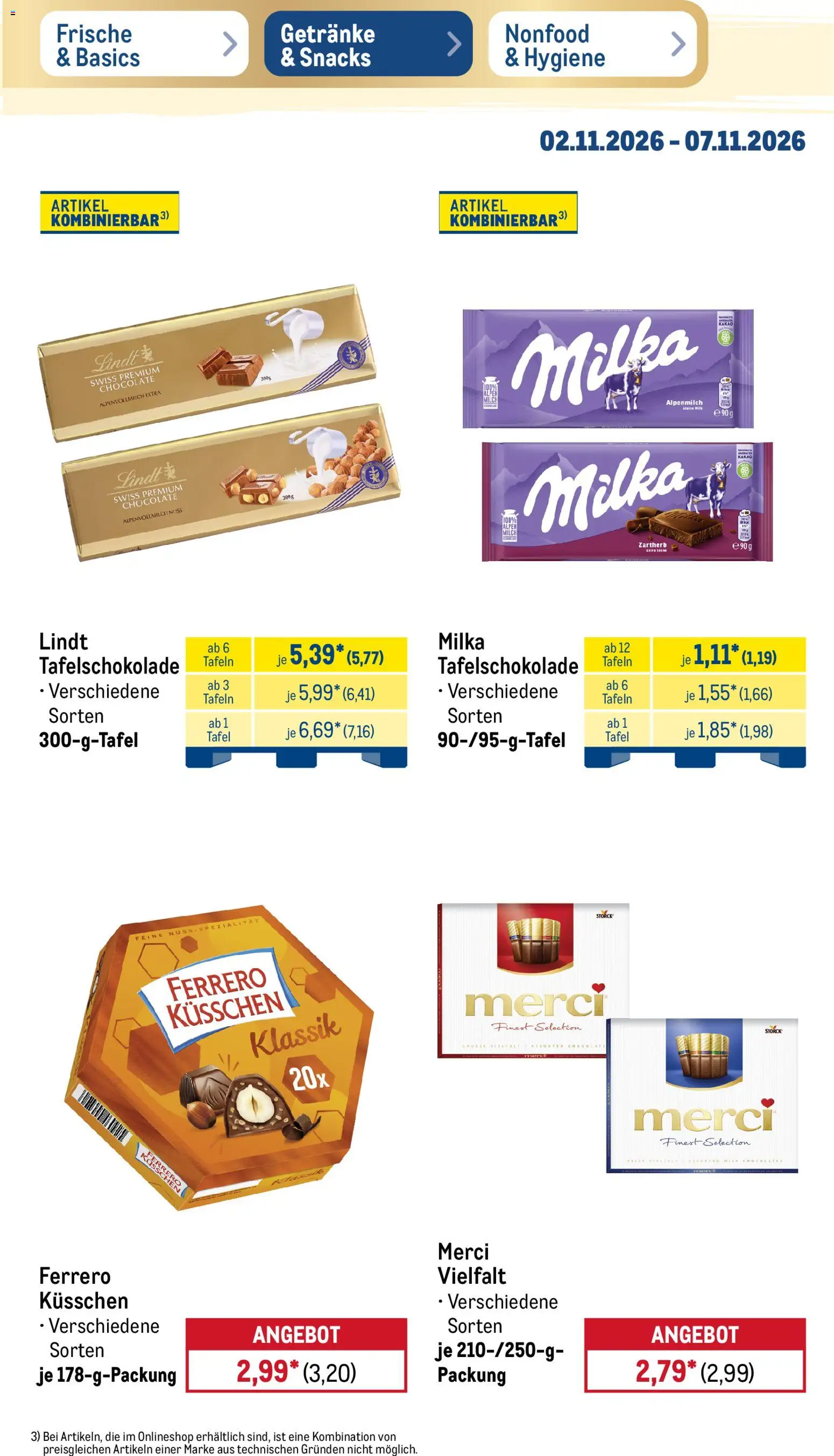 Vorschau von dem Prospekt des Geschäftes Metro, gültig ab dem 02.11.2026 - Lindt, Milch, Milka, Merci