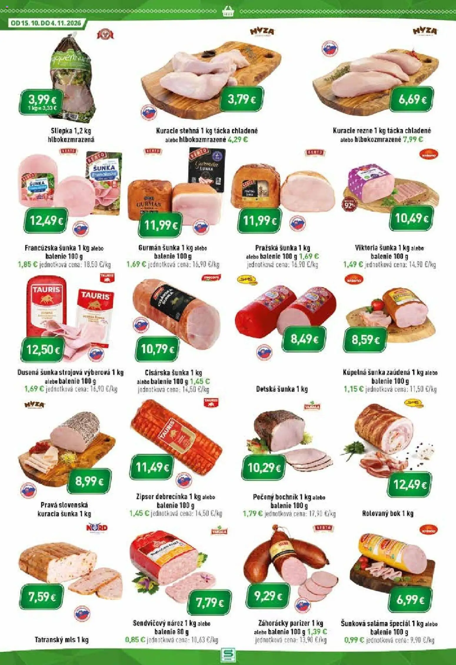 Náhľad Sintra letáku platného od 15.10.2026 - Kúpelňa, Kuracie stehná, Kuracie rezne, Šunka, Rezne, Saláma, Kuracia šunka, Stehná
