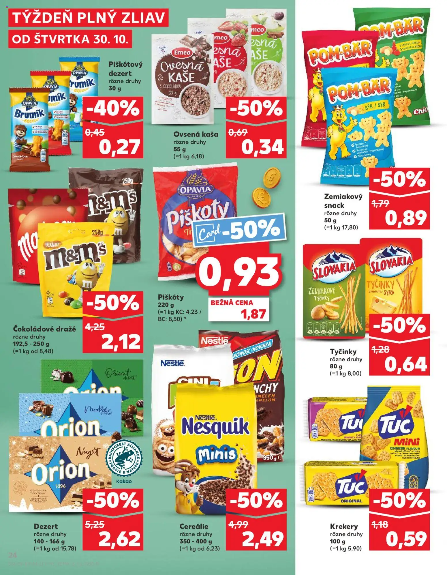 Náhľad Kaufland letáku platného od 30.10.2025 - Syr, Kakao, Nesquik, Piškóty, Cereálie