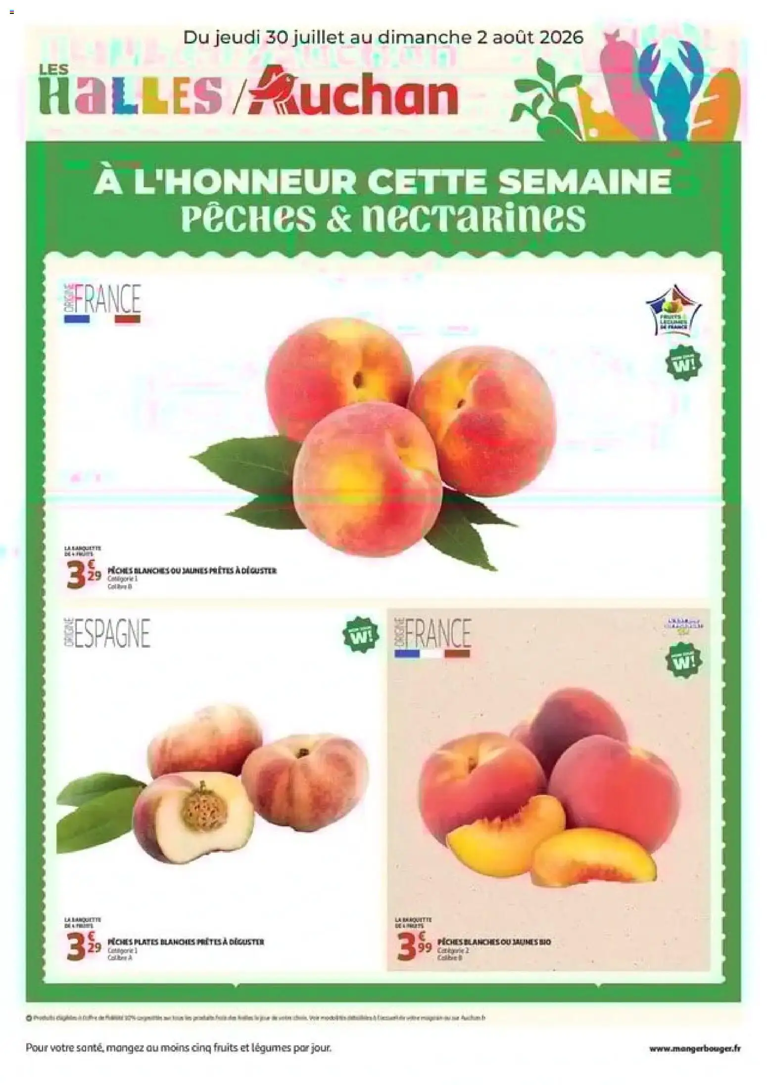 Prévisualisation de Auchan - À l'honneur cette semaine du magasin Auchan formulaire valide 30/07/2026 - Fruits, Pêches, Nectarines, Pois