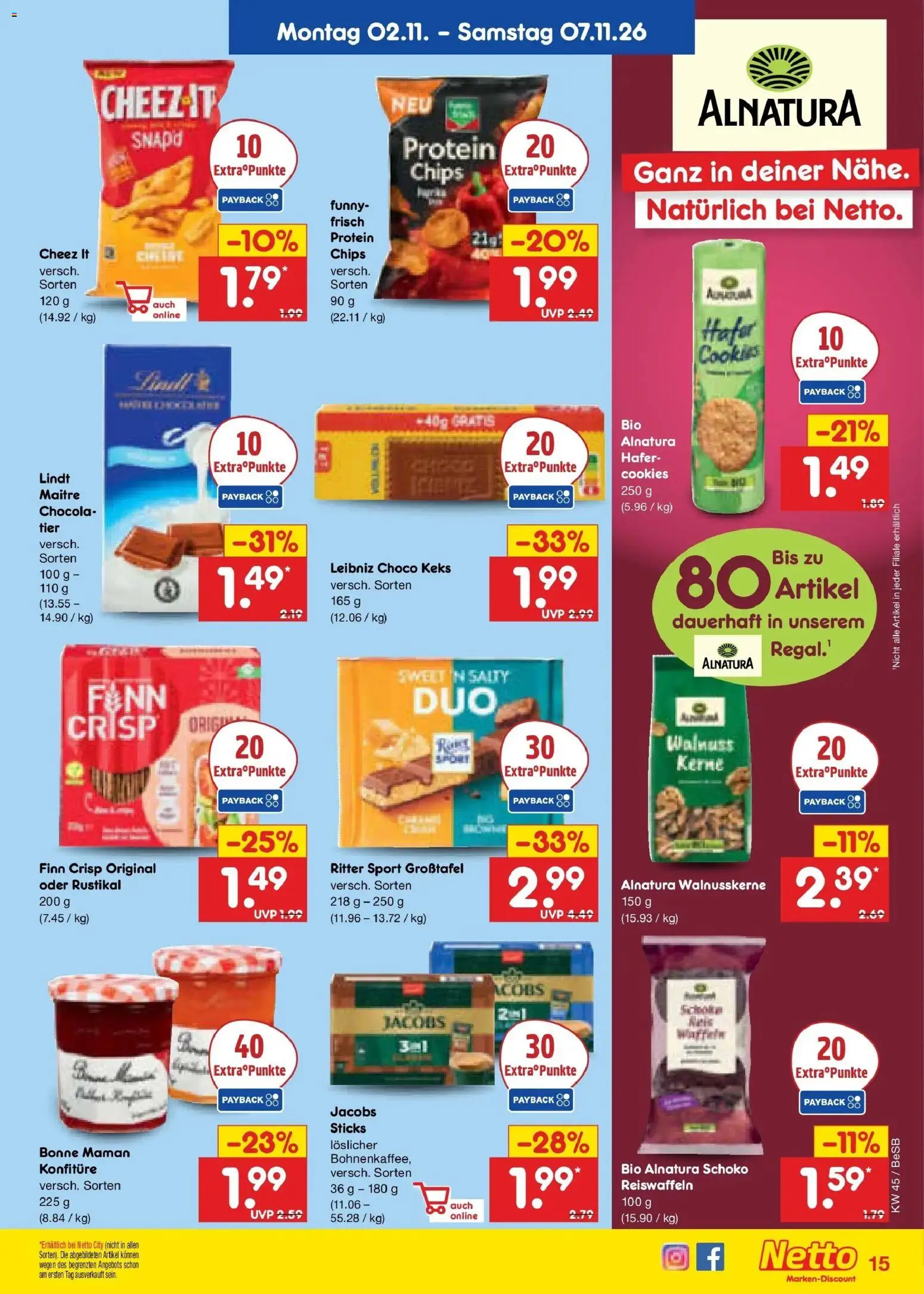 Vorschau von dem Prospekt des Geschäftes Netto Marken-Discount, gültig ab dem 02.11.2026 - Chips, Lindt, Ritter sport, Bonne maman