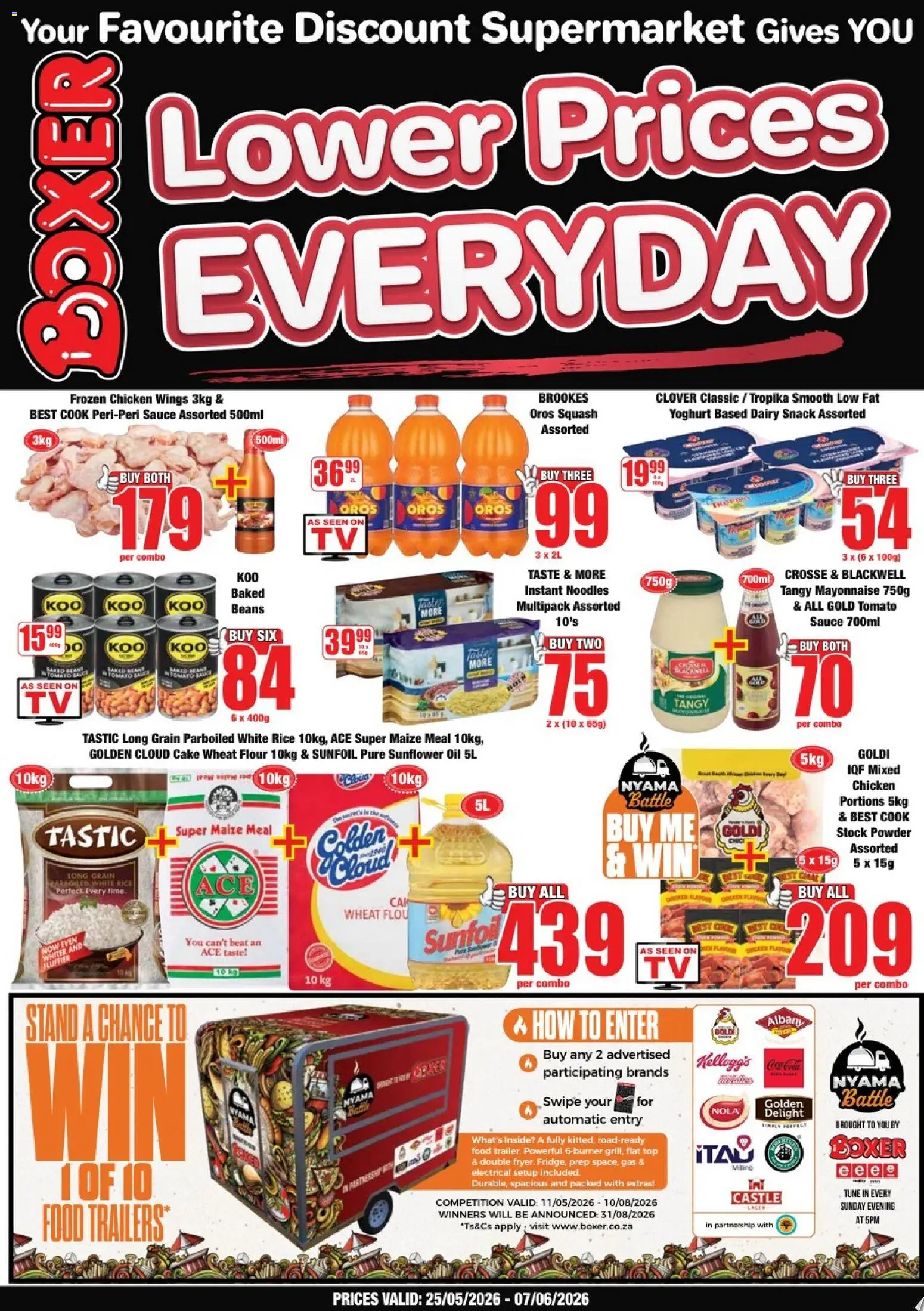 Preview of Boxer flyer valid from 25/05/2026 - Chicken, Mayonnaise, Flour, Maize meal, Stock, Tomato sauce, Powder, Frozen chicken