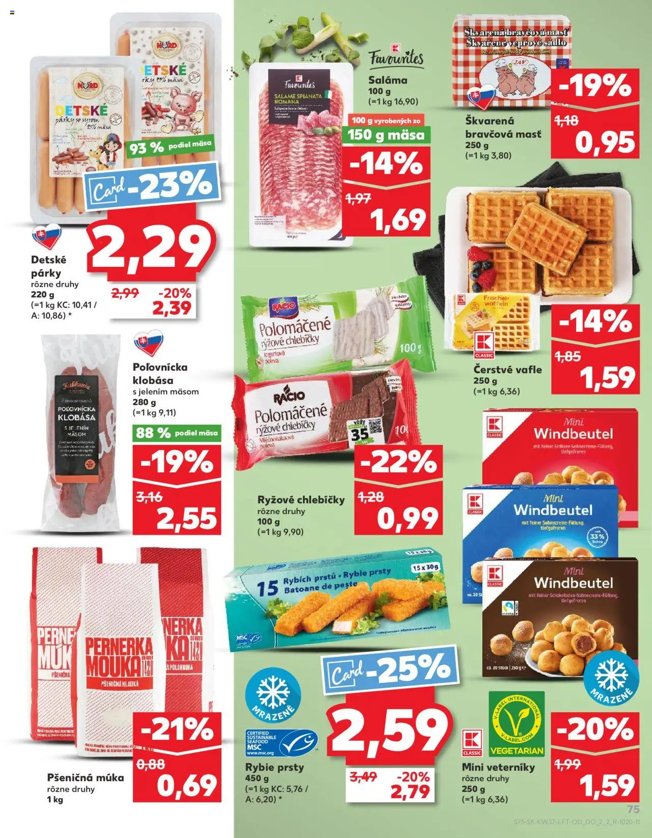 Náhľad Kaufland letáku platného od 11.09.2025 - Klobása, Párky, Múka, Saláma, Pšeničná múka