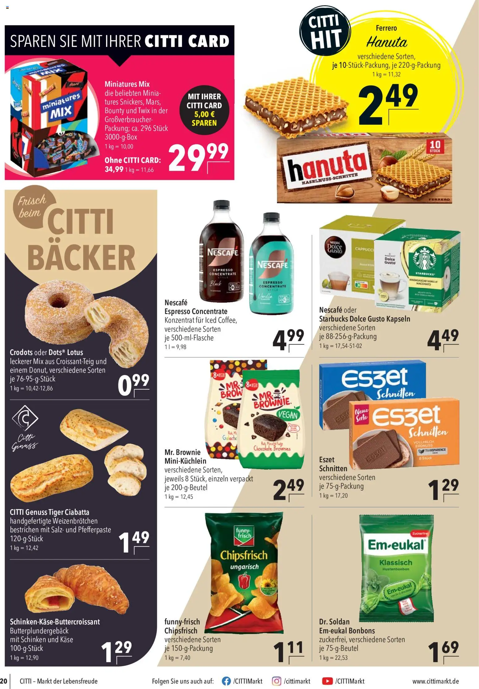 Vorschau von dem Prospekt des Geschäftes CITTI Markt, gültig ab dem 28.10.2026 - Starbucks, Käse, Dolce gusto, Salz, Funny frisch, Dolce Gusto kapseln, Nescafe, Twix