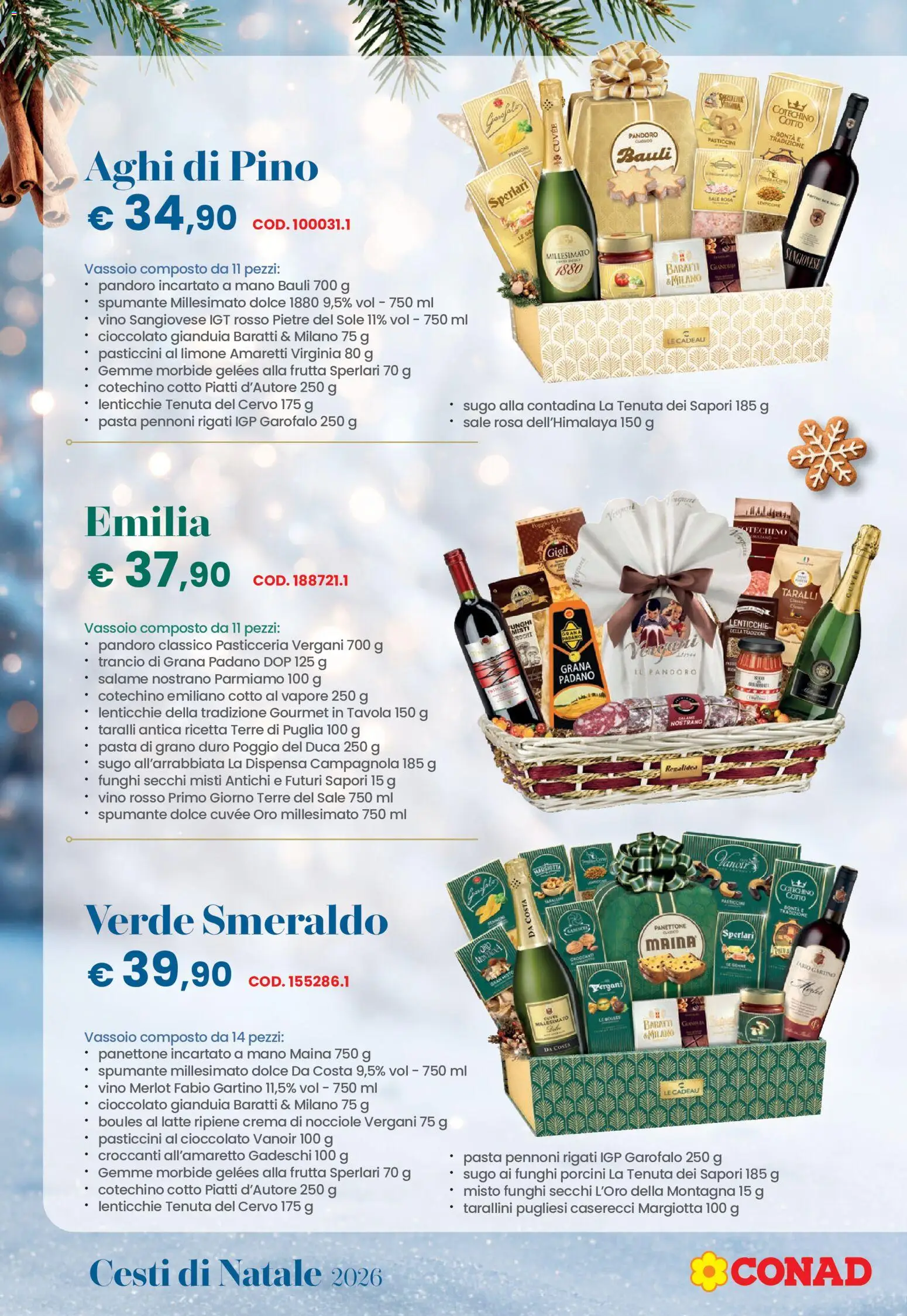 Anteprima dell'opuscolo Conad volantino Natale Lombardia dal negozio Conad valido da 26/10/2026 - Pasta, Lenticchie, Nocciole, Grana Padano, Sugo, Garofalo, Spumante, Funghi secchi