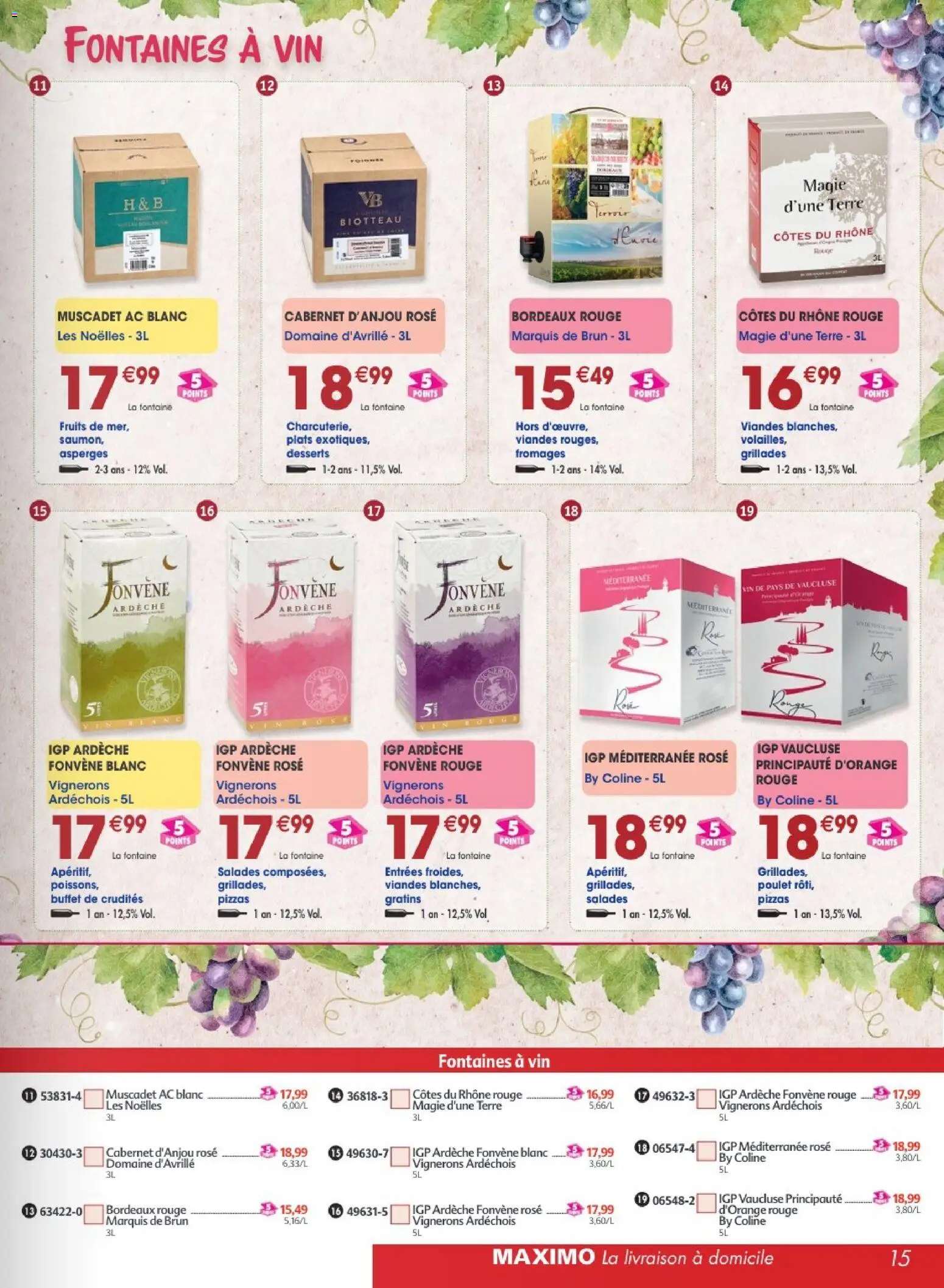 Prévisualisation de Maximo catalogue epicerie du magasin Maximo formulaire valide 24/08/2026 - Poulet, Fruits, Buffet, Vin, Asperges, Méditerranée rosé