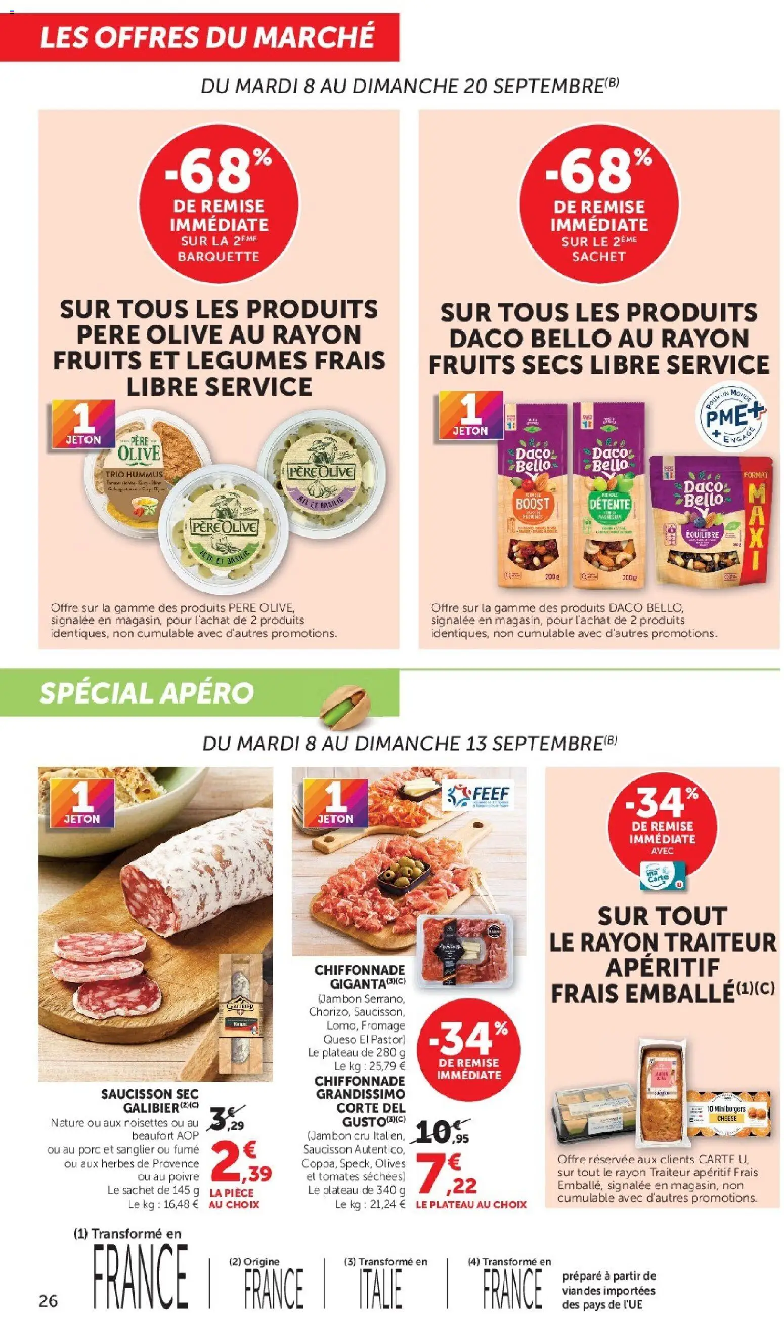 Prévisualisation de Hyper U catalogue du magasin Hyper U formulaire valide 08/09/2026 - Fromage, Fruits, Beaufort, Jambon, Tomates, Apéritif, Mini burgers, Noisettes