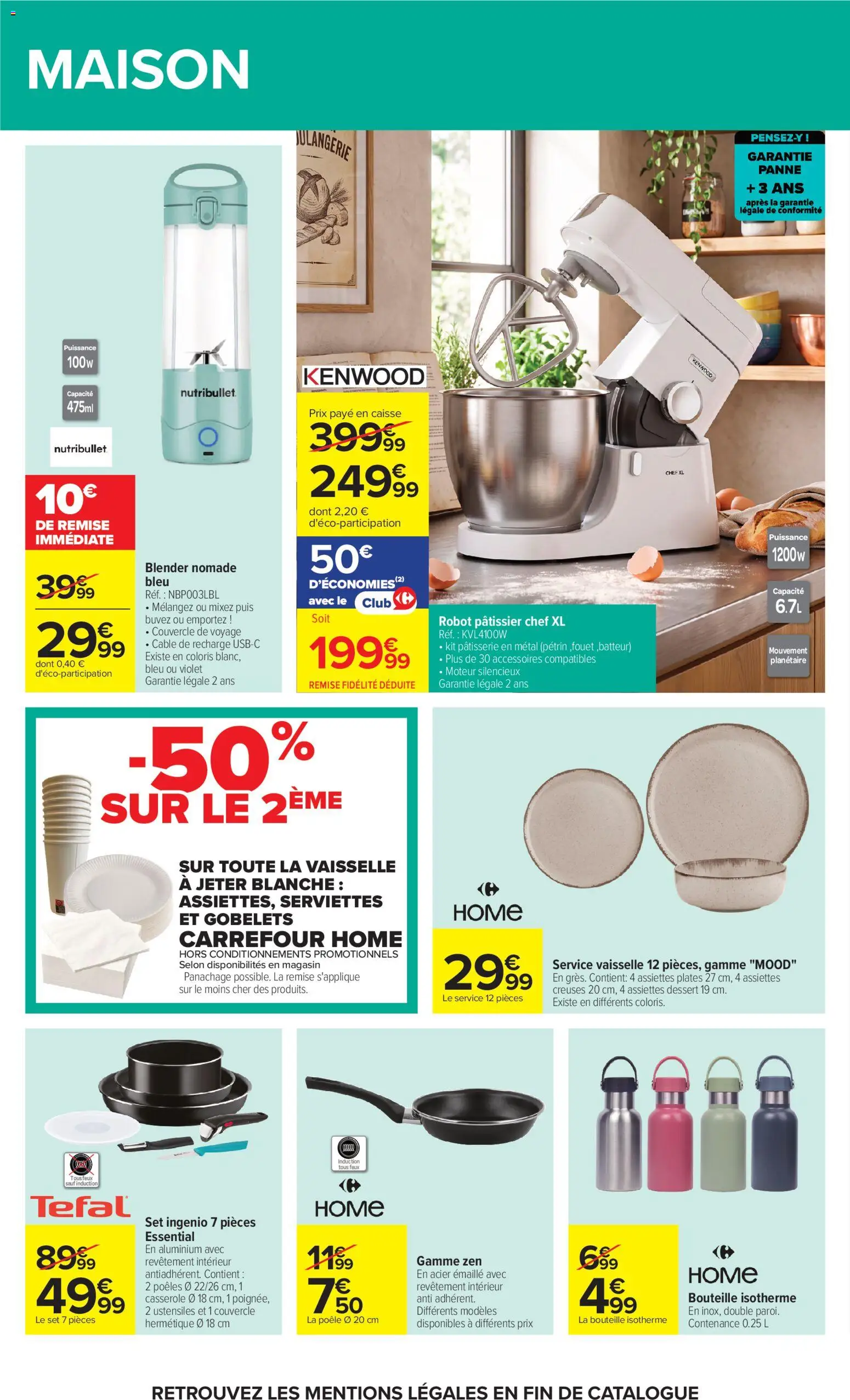 Prévisualisation de Carrefour Market Petit dejeuner du magasin Carrefour Market formulaire valide 01/09/2026 - Robot, Robot pâtissier, Vaisselle, Service vaisselle, Bouteille, Bouteille isotherme, Couvercle, Assiettes plates