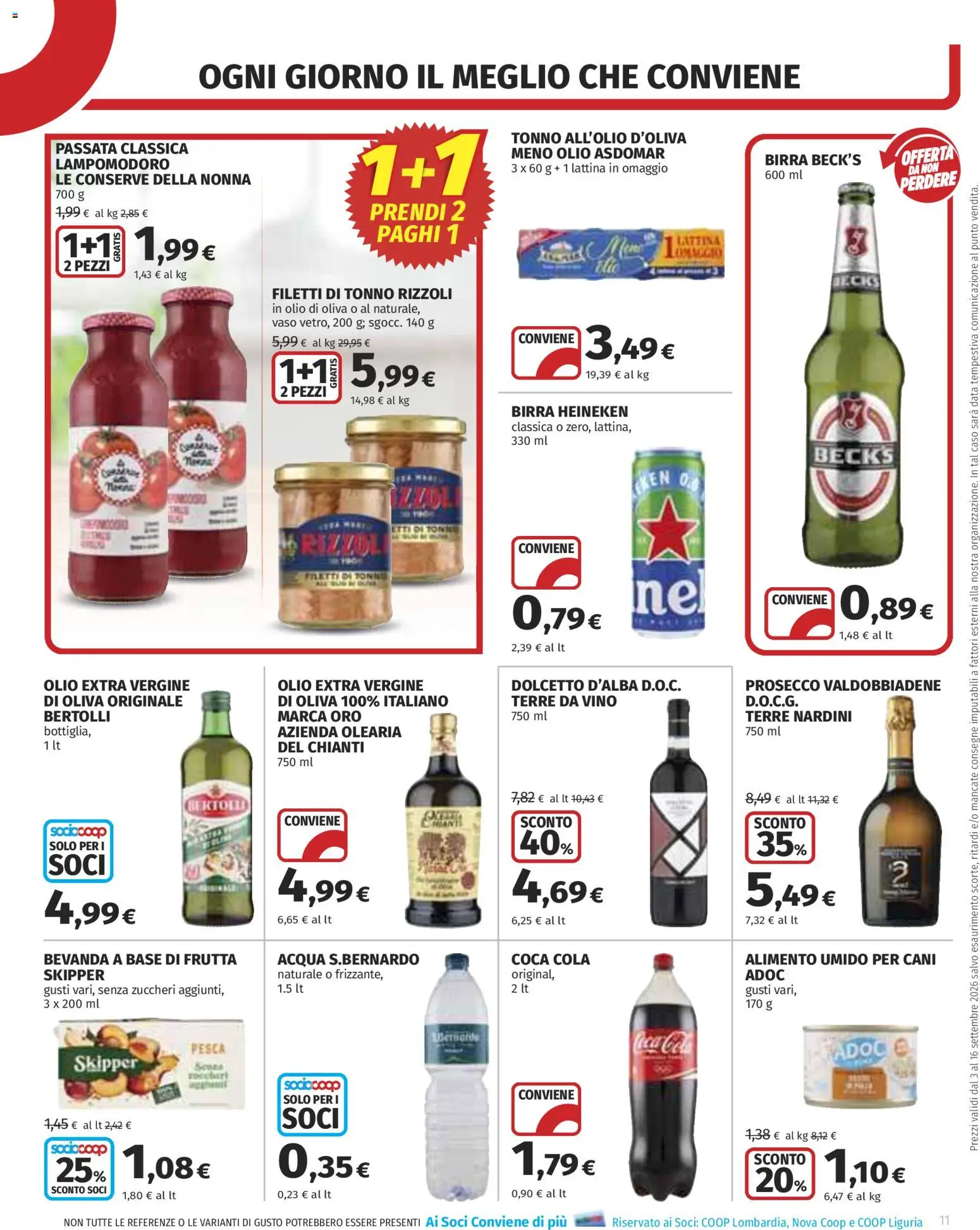 Anteprima dell'opuscolo COOP volantino Monza dal negozio COOP valido da 03/09/2026 - Acqua, Vino, Prosecco, Frutta, Pesca, Heineken, Data, Birra Beck's