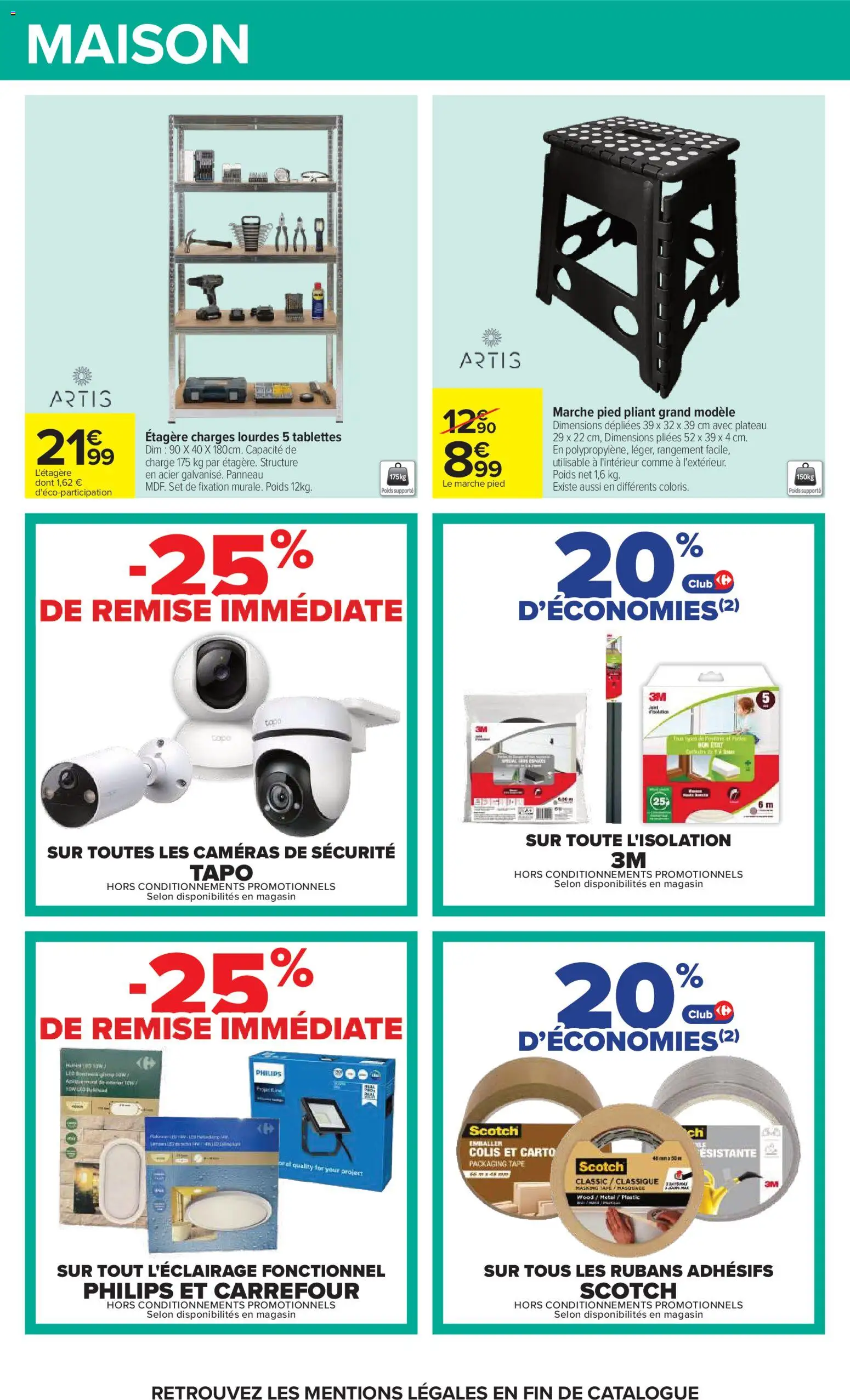 Prévisualisation de Carrefour catalogue du magasin Carrefour formulaire valide 20/10/2026 - Plateau, Poids, Étagère, Éclairage, Marche pied pliant, Le marche pied