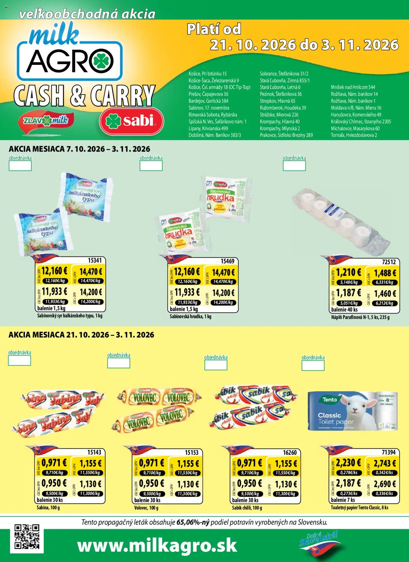 Náhľad Milk Agro letáku platného od 21.10.2026 - Syr, Toaletný papier, Chilli