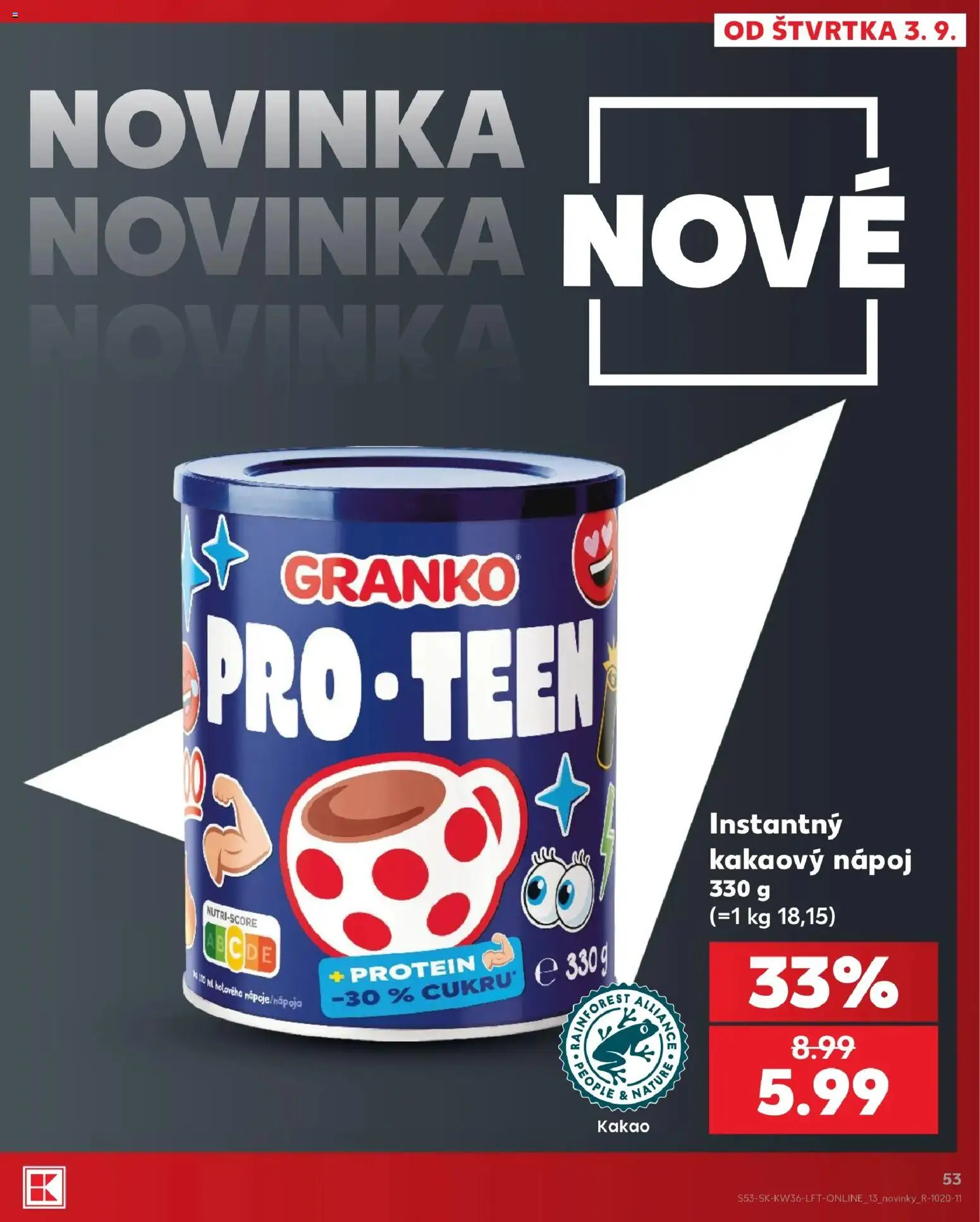 Náhľad Kaufland letáku platného od 03.09.2026 - Protein, Kakao, Granko