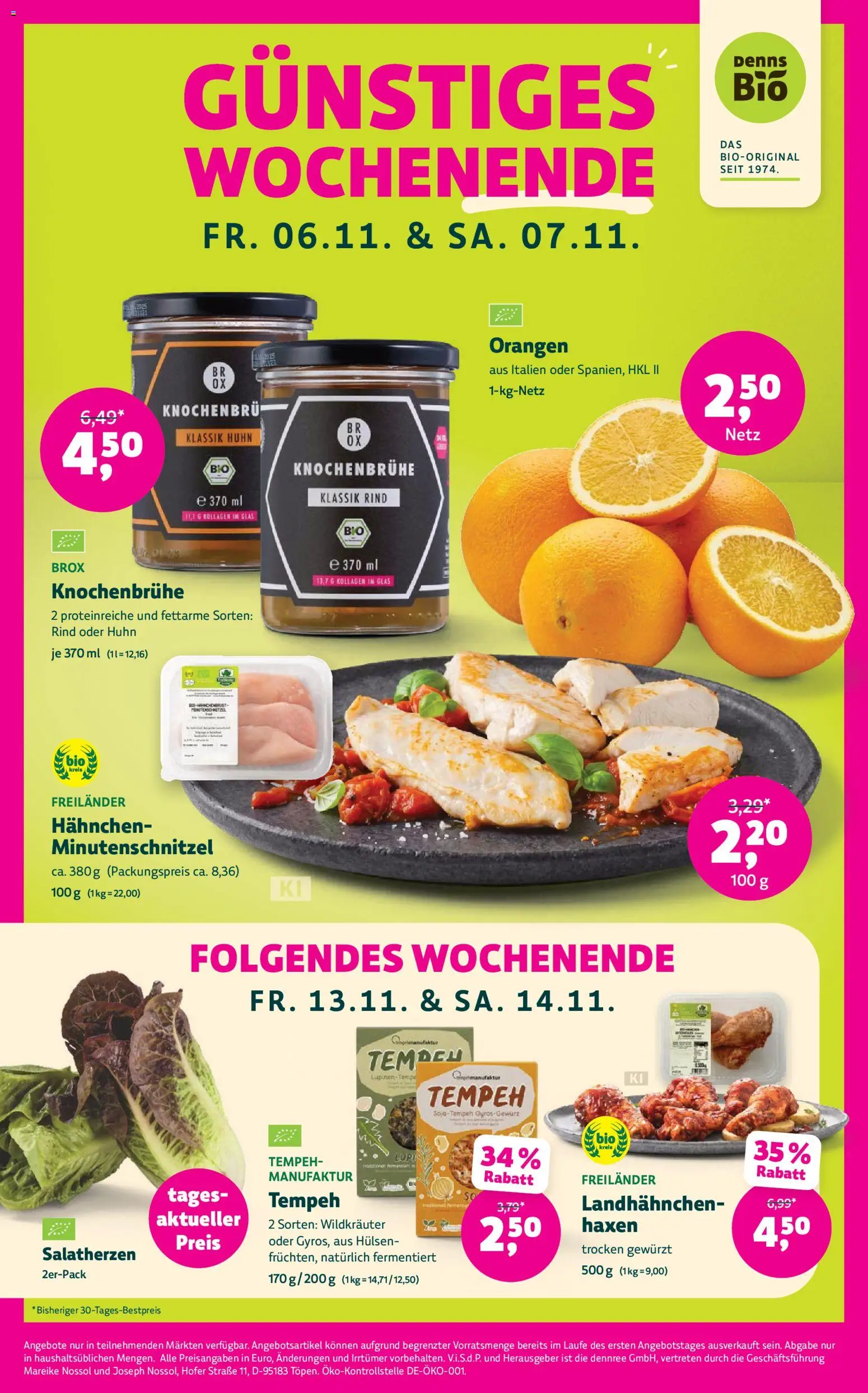 Vorschau von dem Prospekt des Geschäftes Denns BioMarkt, gültig ab dem 04.11.2026 - Orangen, Hahnchen