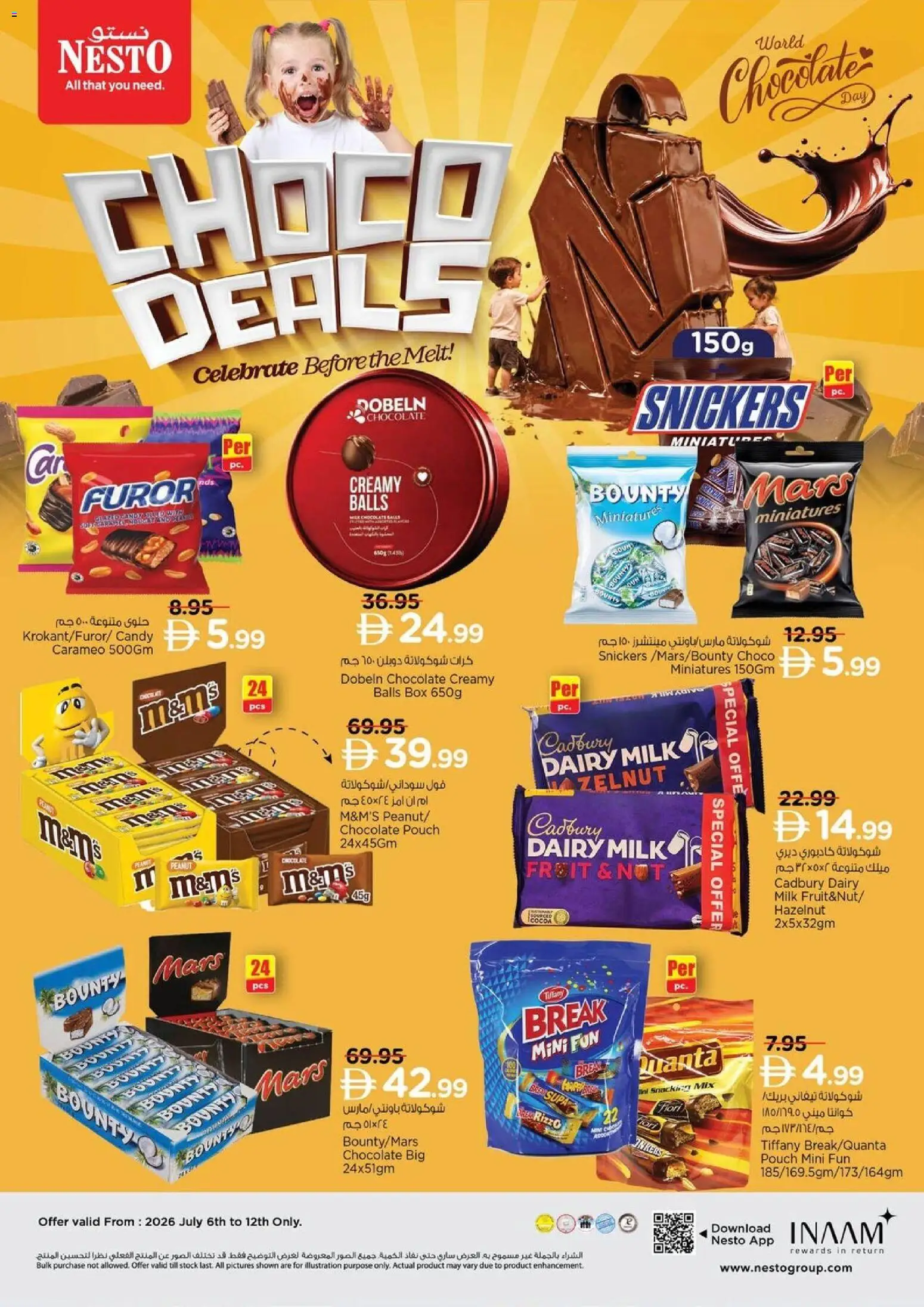 Preview of the catalogue Nesto catalogue choco deals of store Nesto valid from 6 Jul, 2026 - Chocolate, Milk, Stock, Box