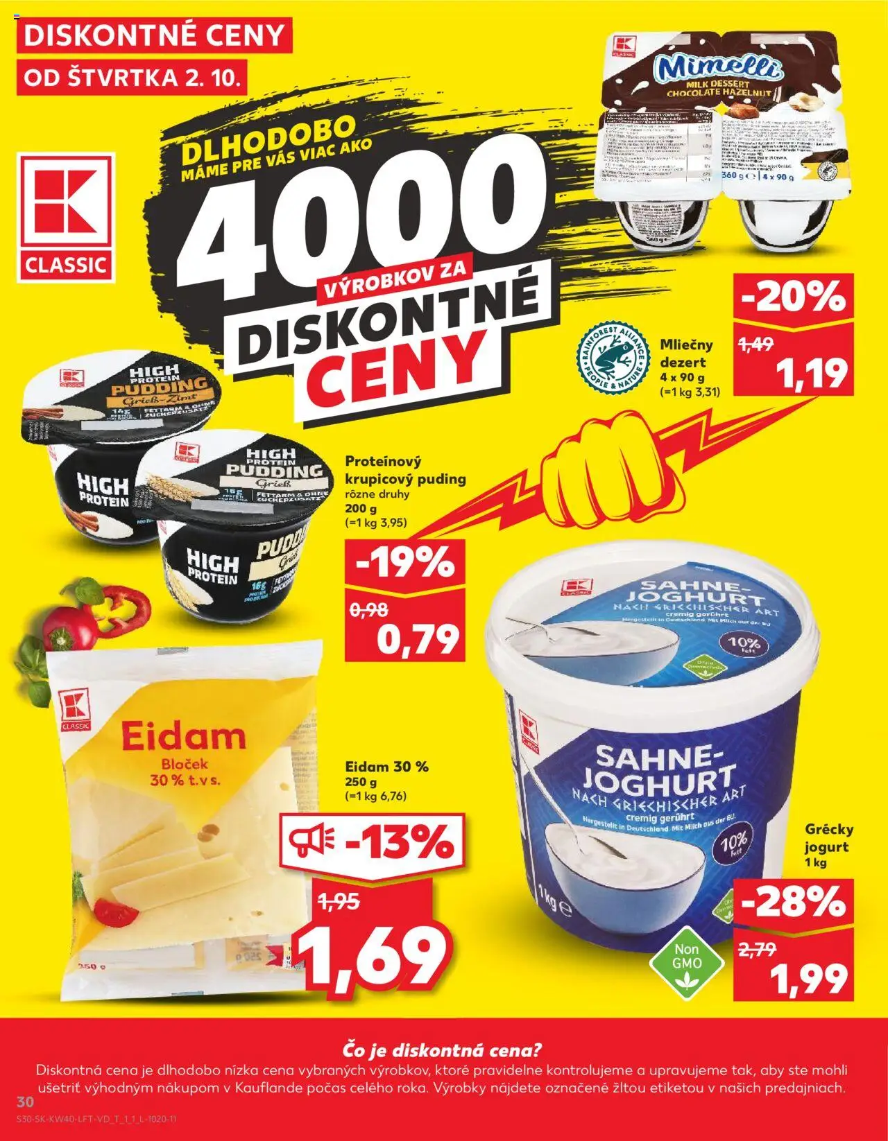 Náhľad Kaufland letáku platného od 02.10.2025 - Protein, Puding, Jogurt, Eidam, Grécky jogurt