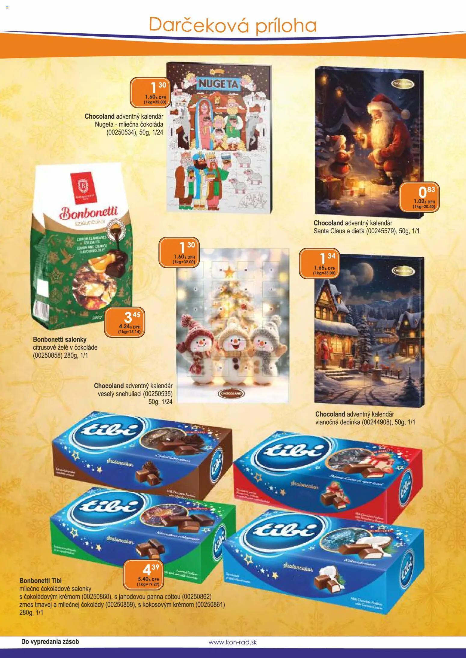 Náhľad KON - RAD letáku platného od 01.11.2026 - Čokoláda, Adventný kalendár