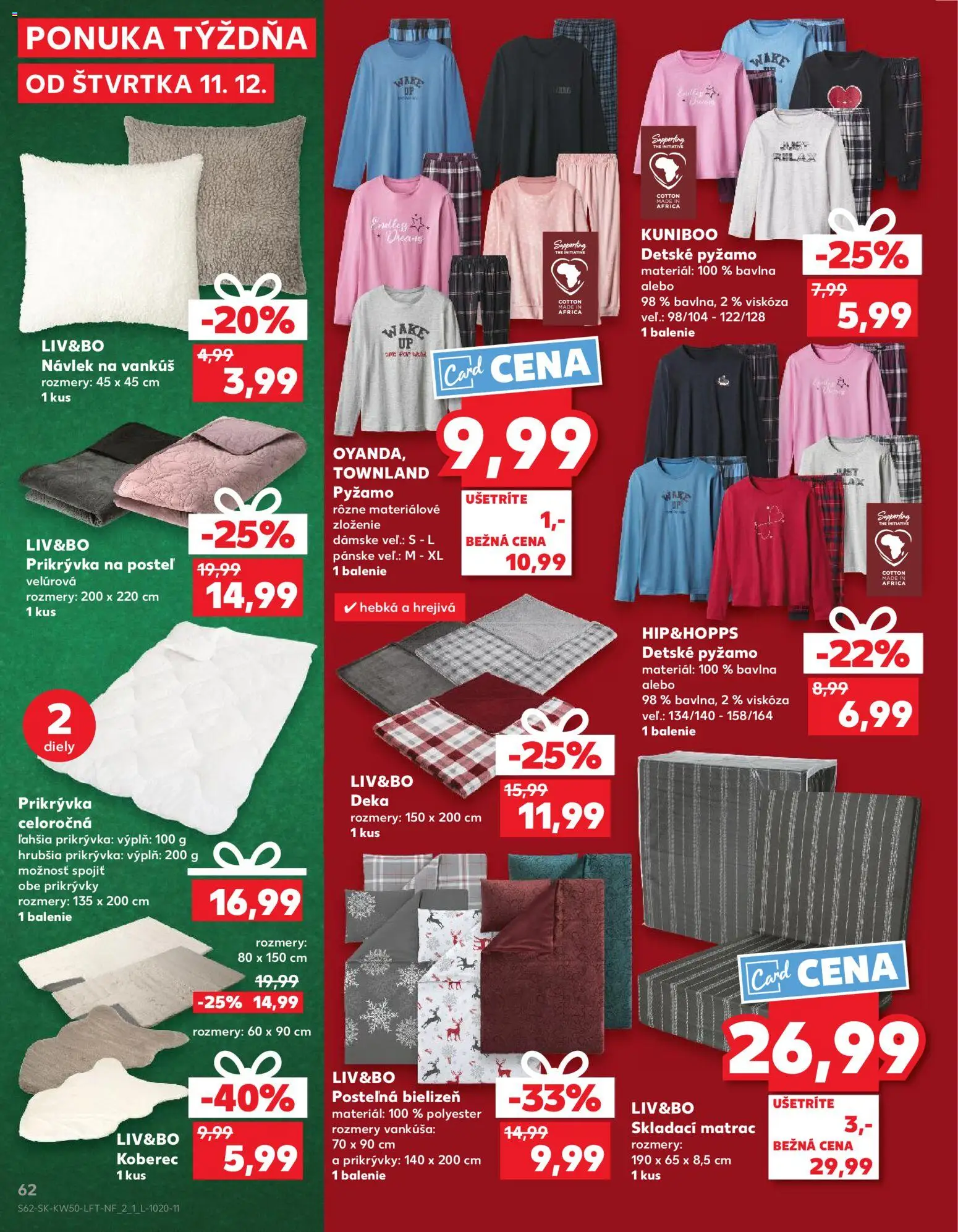 Náhľad Kaufland letáku platného od 11.12.2025 - Posteľ, Koberec, Matrac, Pyžamo, Vankúš, Skladací matrac, Prikrývka