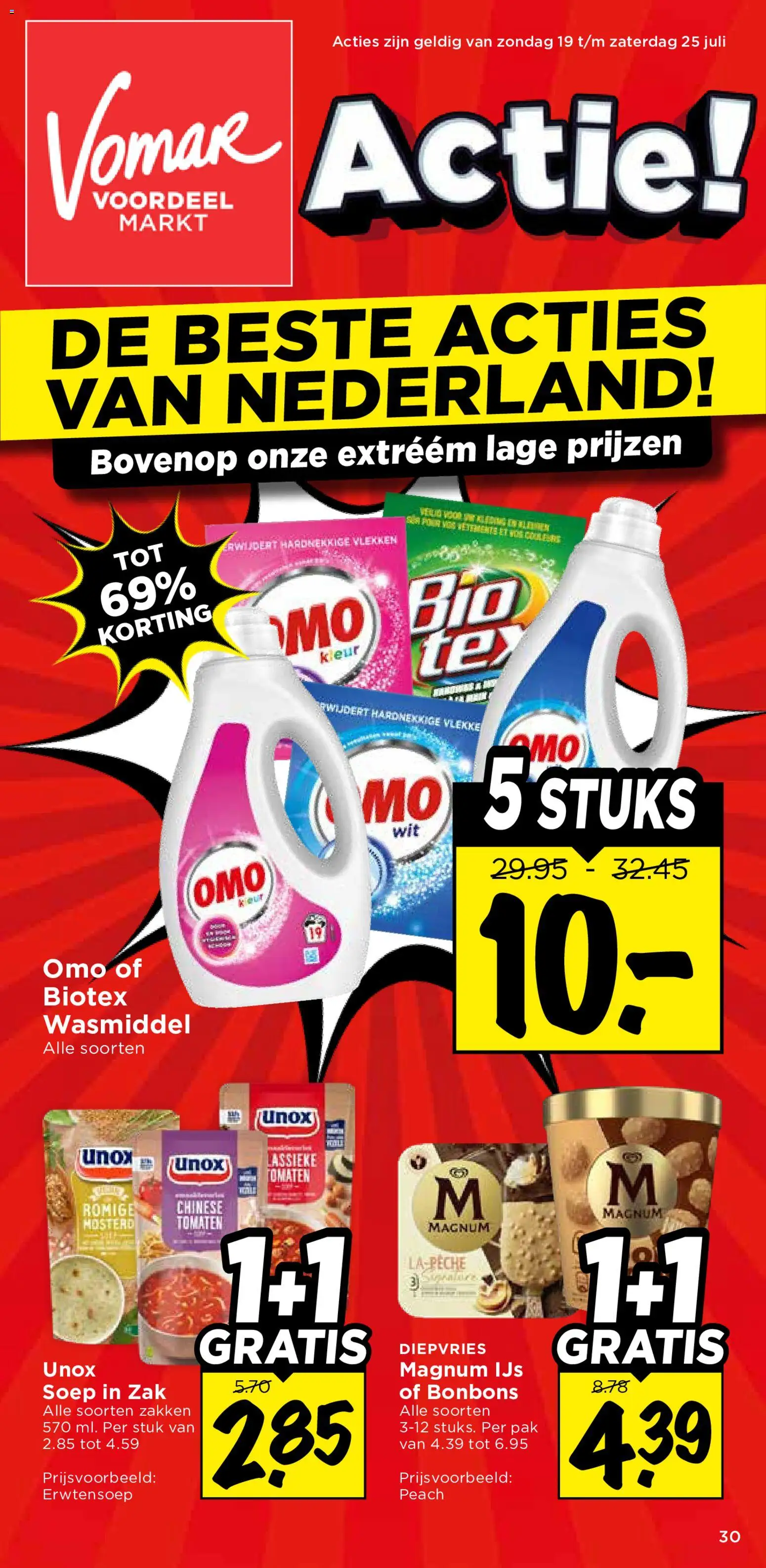 Voorbeeld van Vomar folder van winkel Vomar geldig vanaf 19-07-2026 - NOS, Ijs, Wasmiddel, Tomaten, Magnum, Mosterd, Magnum ijs, Zak