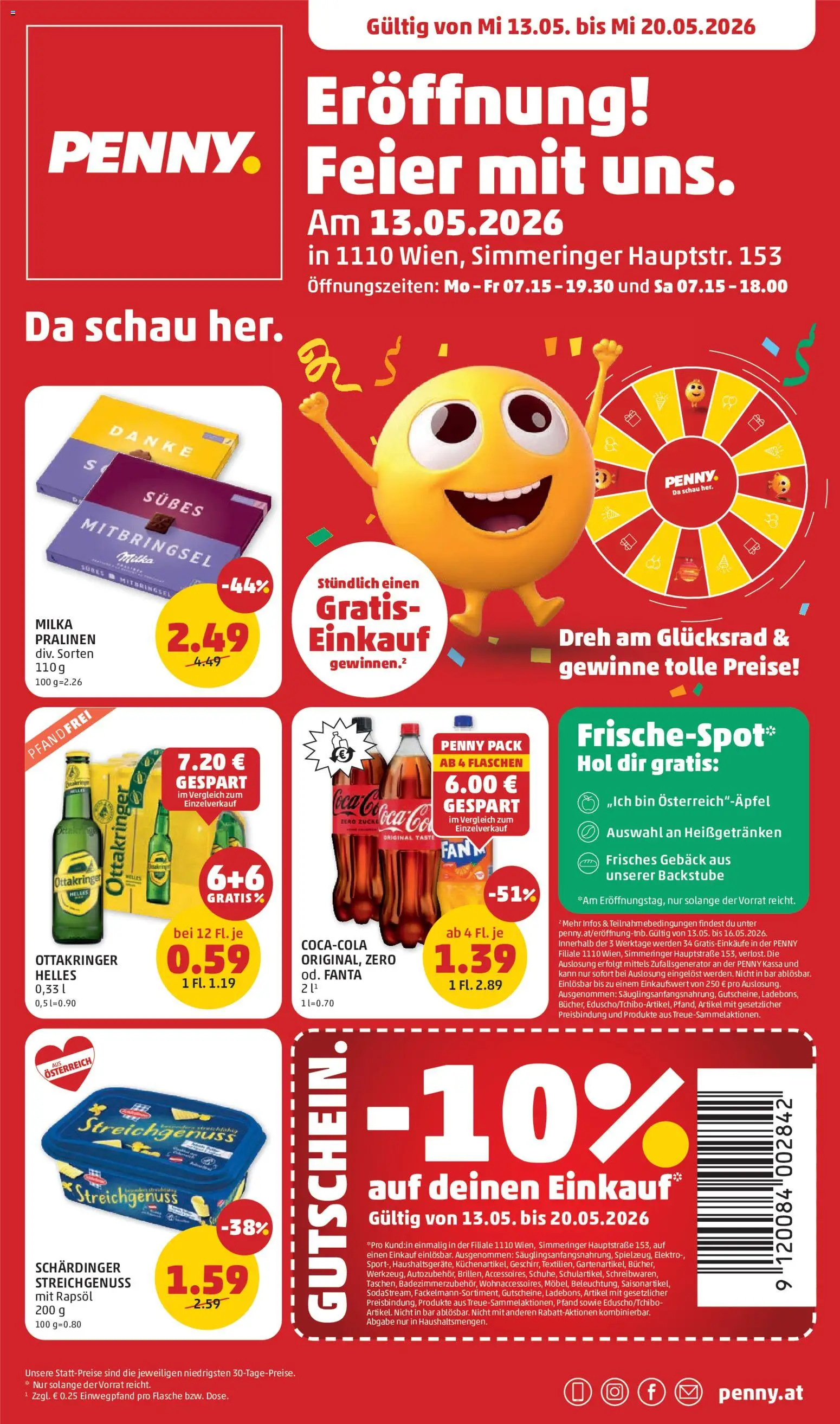 Vorschau der Angebote: Penny Markt Penny Markt Eröffnung in 1110 Wien gültig ab 13.05.2026 - Fanta, Rapsöl, Gebäck