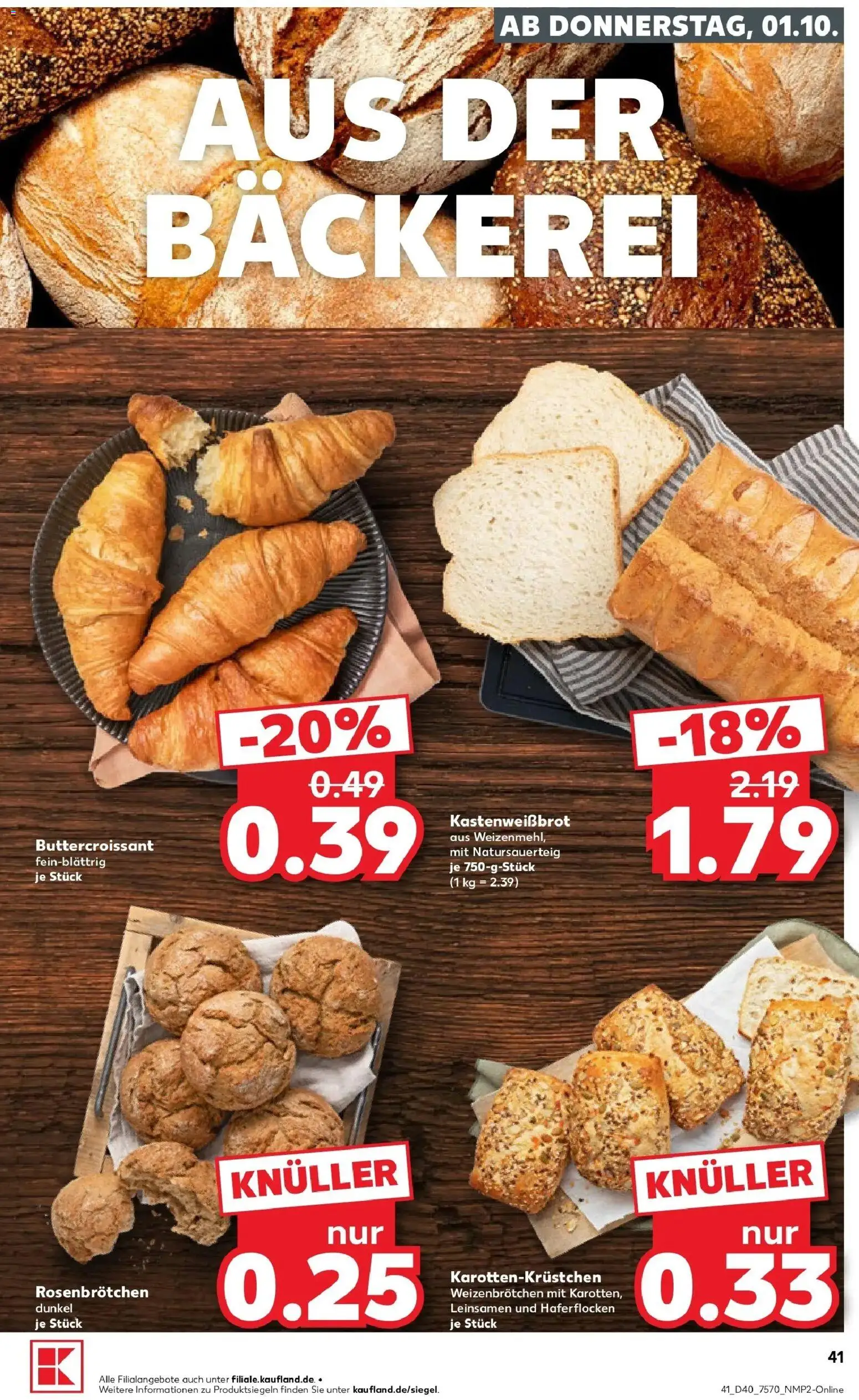 Vorschau von dem Prospekt des Geschäftes Kaufland, gültig ab dem 01.10.2026 - Bäckerei