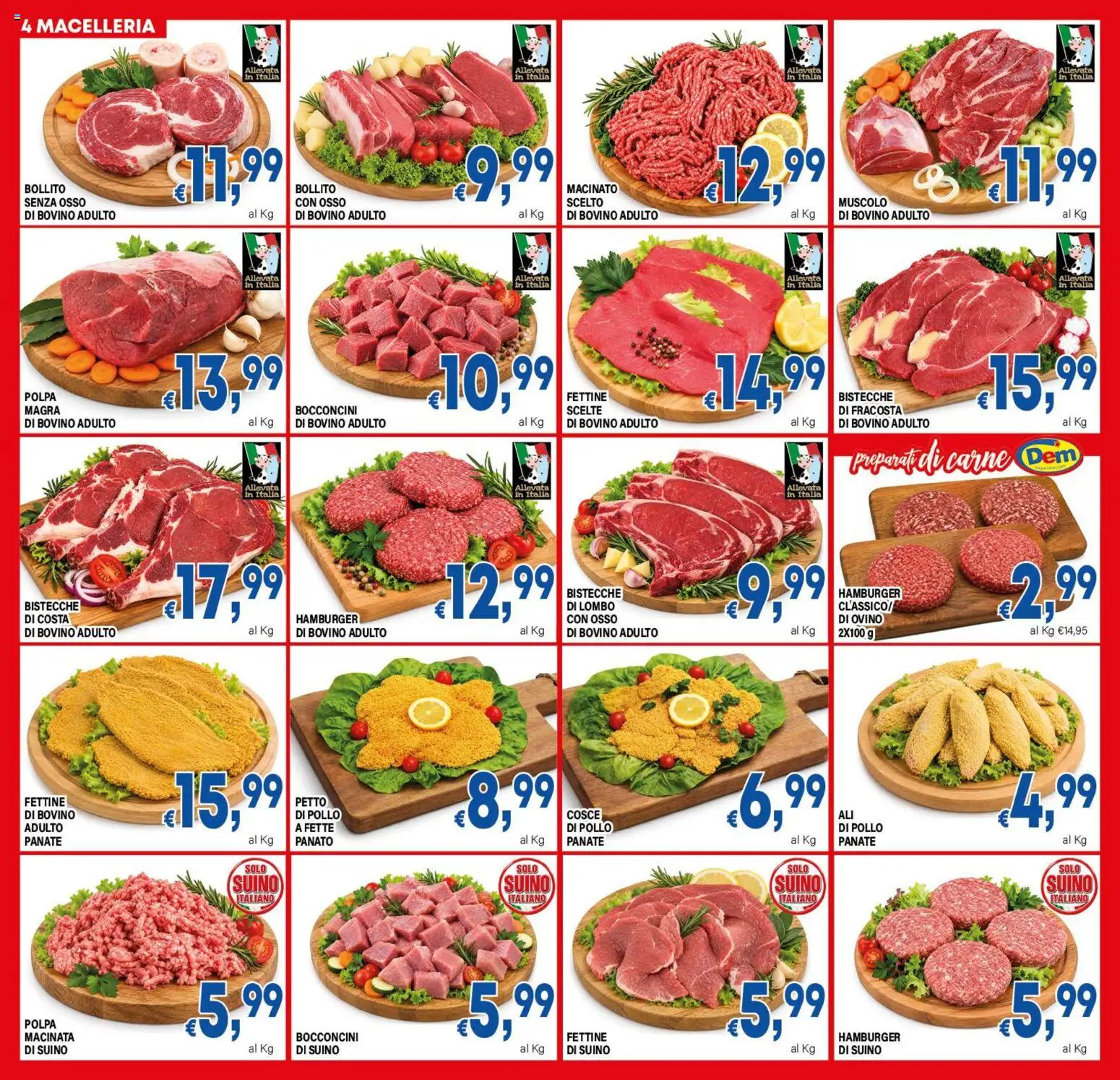 Anteprima dell'opuscolo DEM volantino dal negozio DEM valido da 23/10/2026 - Hamburger, Pollo, Carne, Bovino, Suino, Ovino, Macinato, Fette di pollo