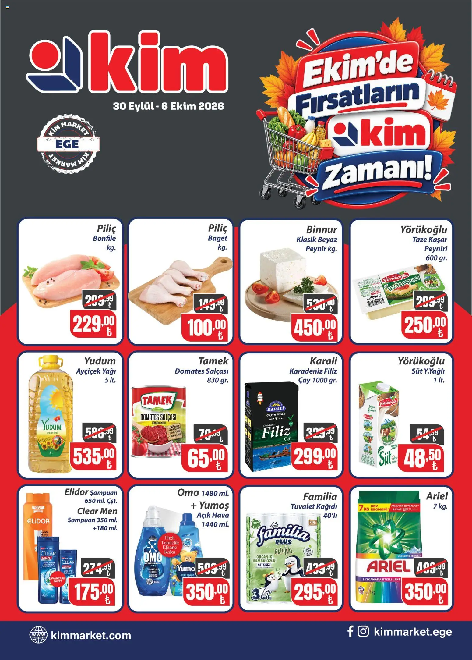 Kim Market Kim Market Katalog - Ege Insert 30.09.2026 - Broşürünün önizlemesi - Peynir, Süt, Tuvalet, Şampuan, Domates, Bonfile, Koku, Piliç