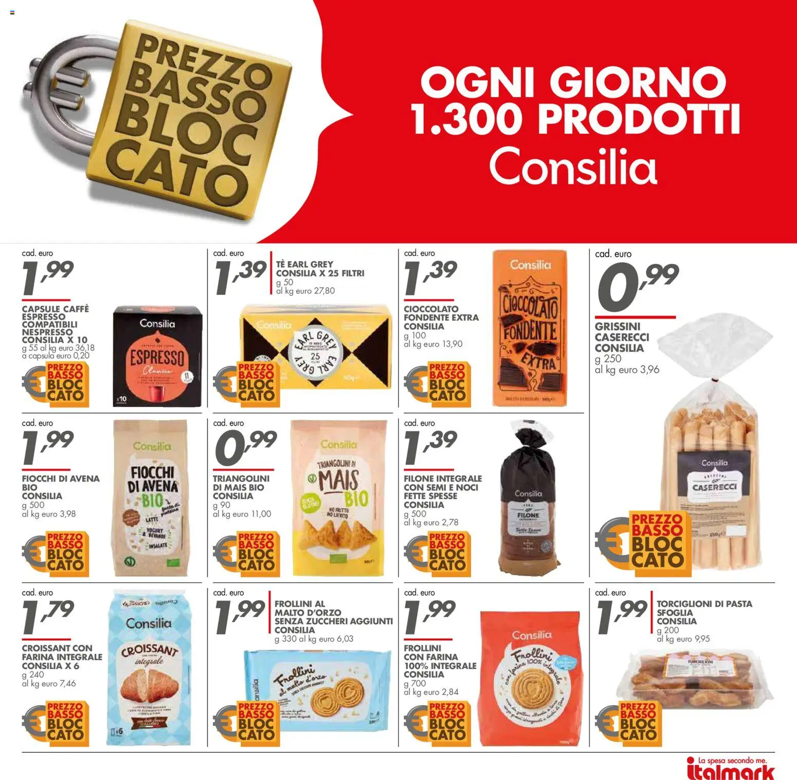 Anteprima dell'opuscolo Italmark volantino dal negozio Italmark valido da 21/10/2026 - Latte, Noci, Farina, Fiocchi, Basso, Tè, Grissini, Farina integrale