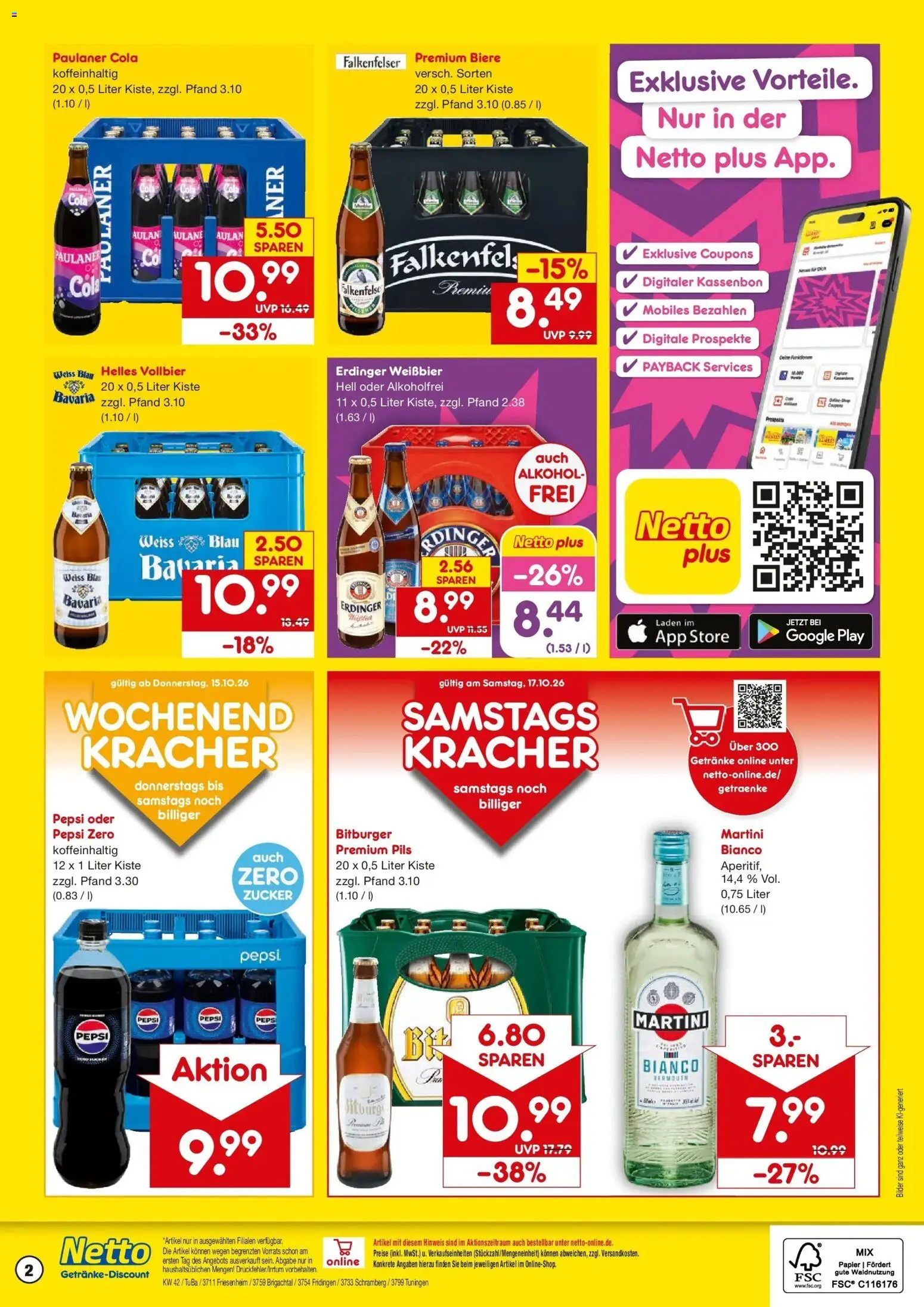 Vorschau von dem Prospekt des Geschäftes Netto Marken-Discount, gültig ab dem 12.10.2026 - Bilder, Cola, Martini, Zucker, Paulaner, Bitburger, Erdinger, Weißbier