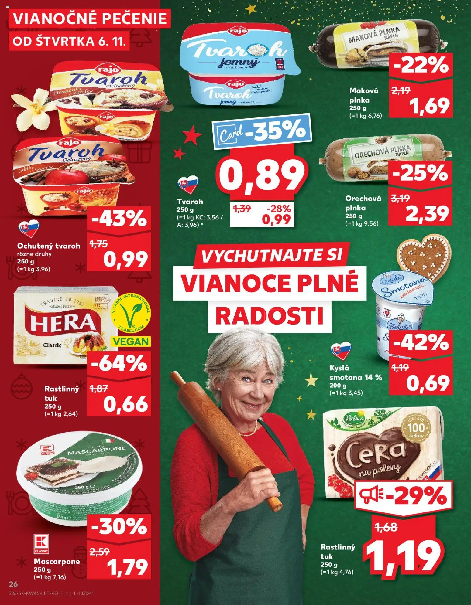 Náhľad Kaufland letáku platného od 06.11.2025 - Tvaroh, Mascarpone, Kyslá smotana, Hera, Smotana
