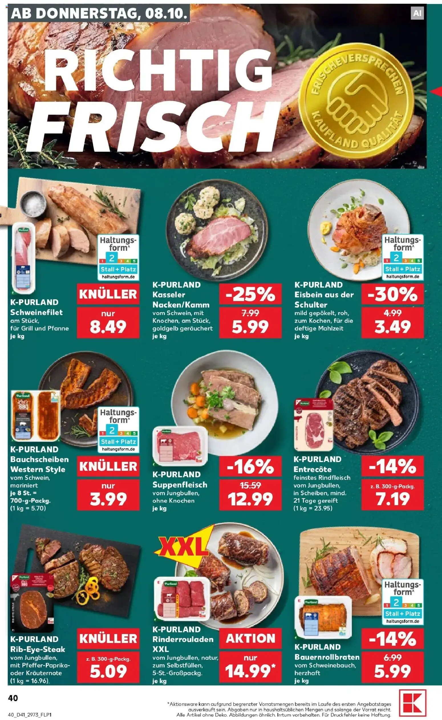 Vorschau von dem Prospekt des Geschäftes Kaufland, gültig ab dem 05.10.2026 - Grill, Entrecote, Rinderrouladen, Schweinefilet, Rindfleisch, Schulter, Suppenfleisch