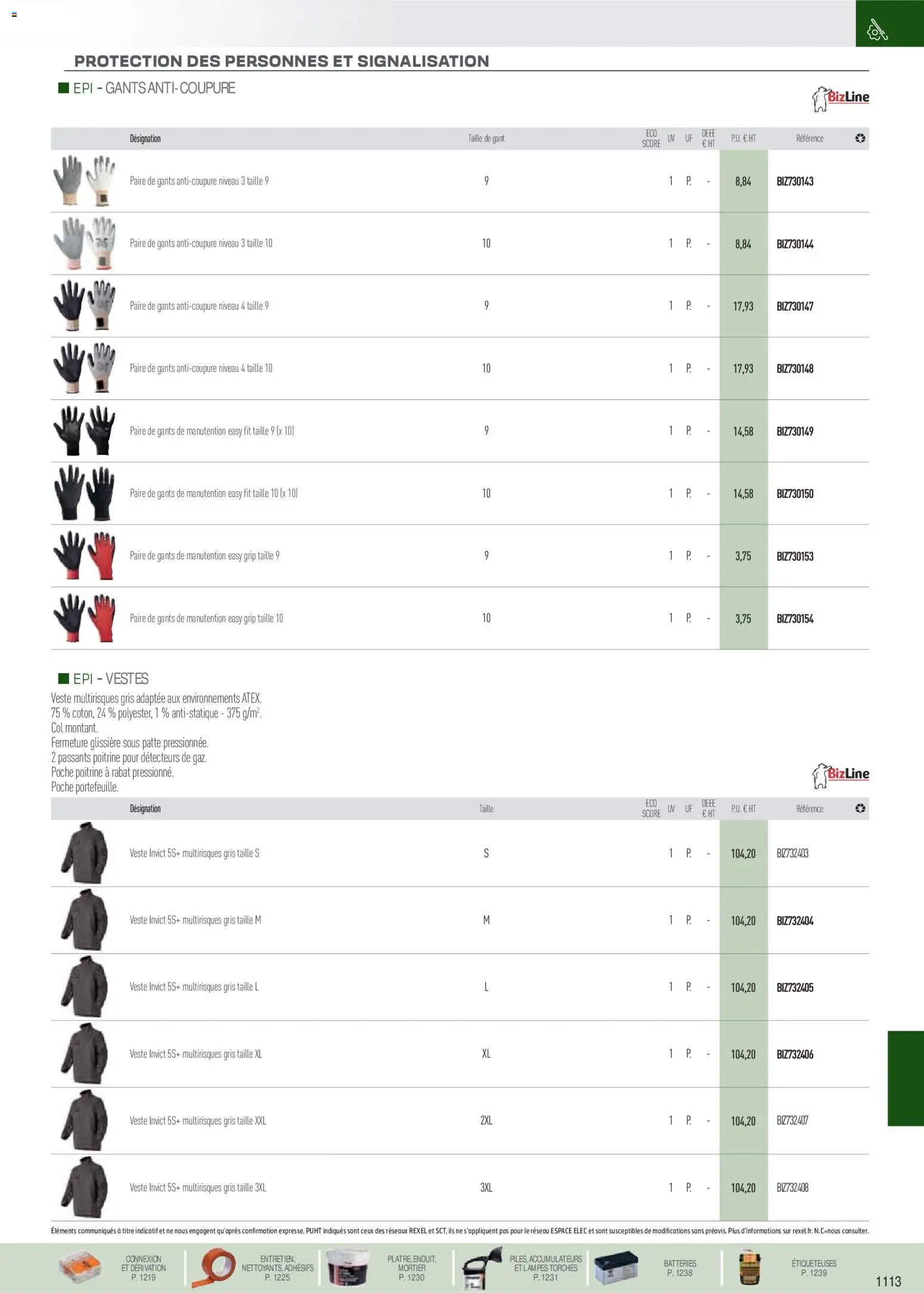 Prévisualisation de Brochure EPI, mesure, outillage, fixations et consommables du magasin Rexel formulaire valide 18/11/2025 - Veste, Gants, Mortier