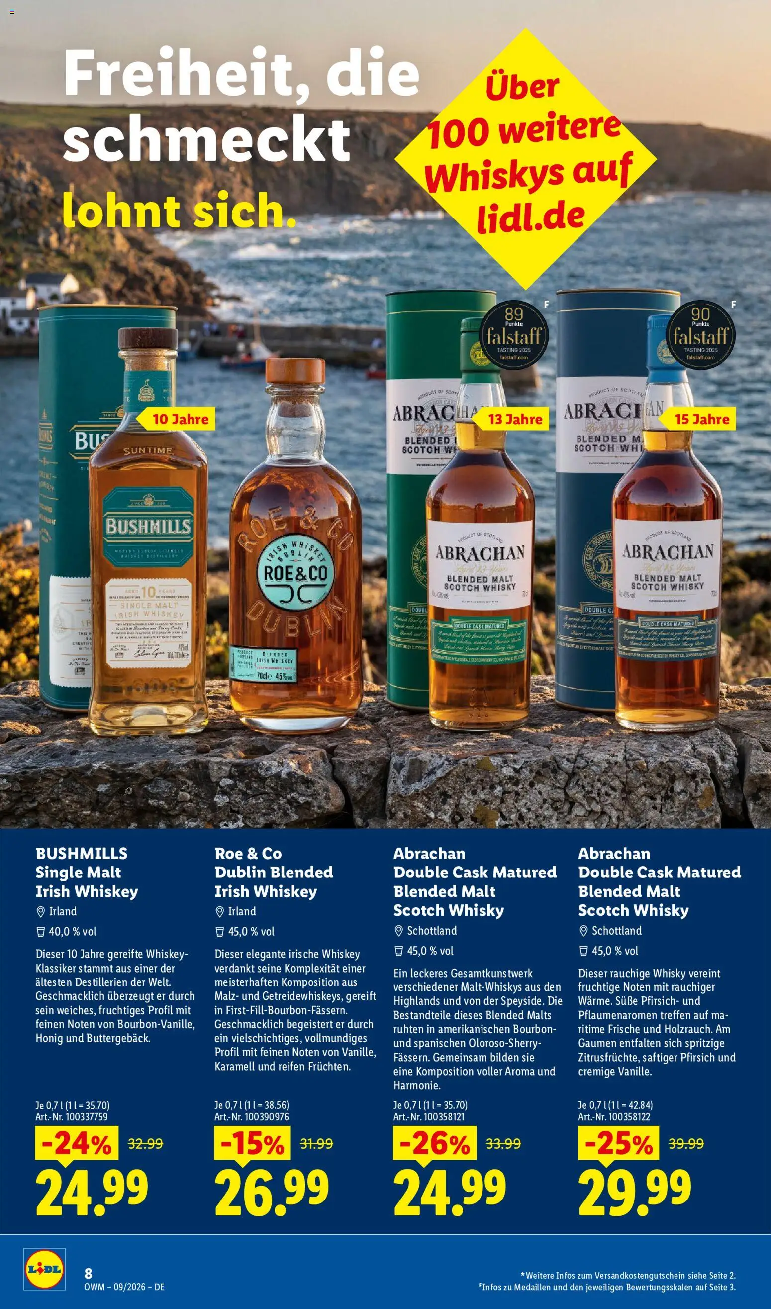 Vorschau von dem Prospekt des Geschäftes Lidl, gültig ab dem 01.09.2026 - Whisky, Pfirsich, Whiskey, Bourbon