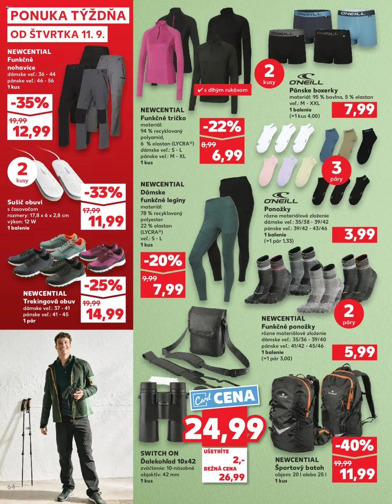 Náhľad Kaufland letáku platného od 11.09.2025 - Tričko, Ponožky, Nohavice, Batoh, Boxerky, Legíny