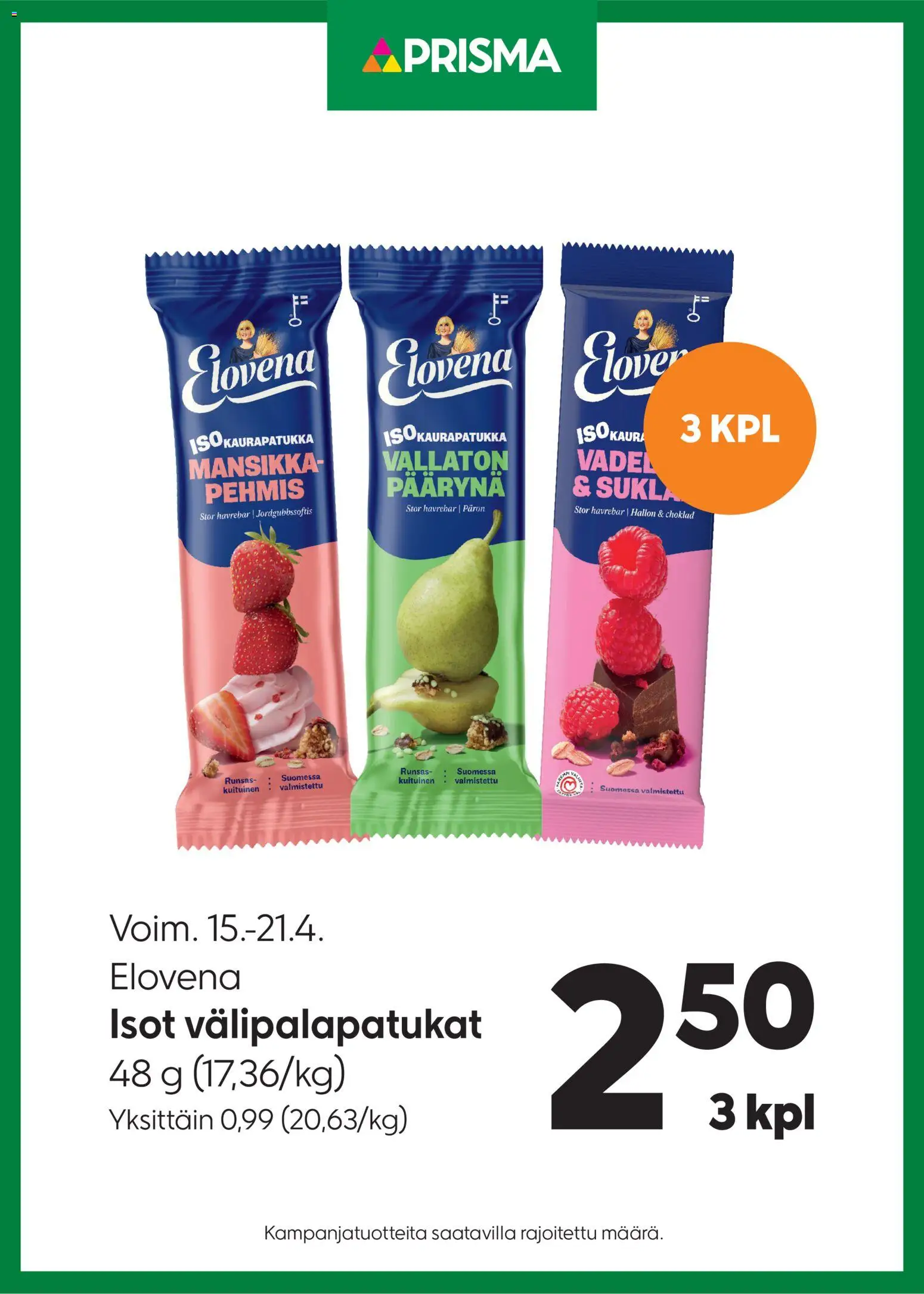 Kaupan Prisma Prisma tarjoukset Elovena esikatselu, voimassa 15/04/2026 - Kaura