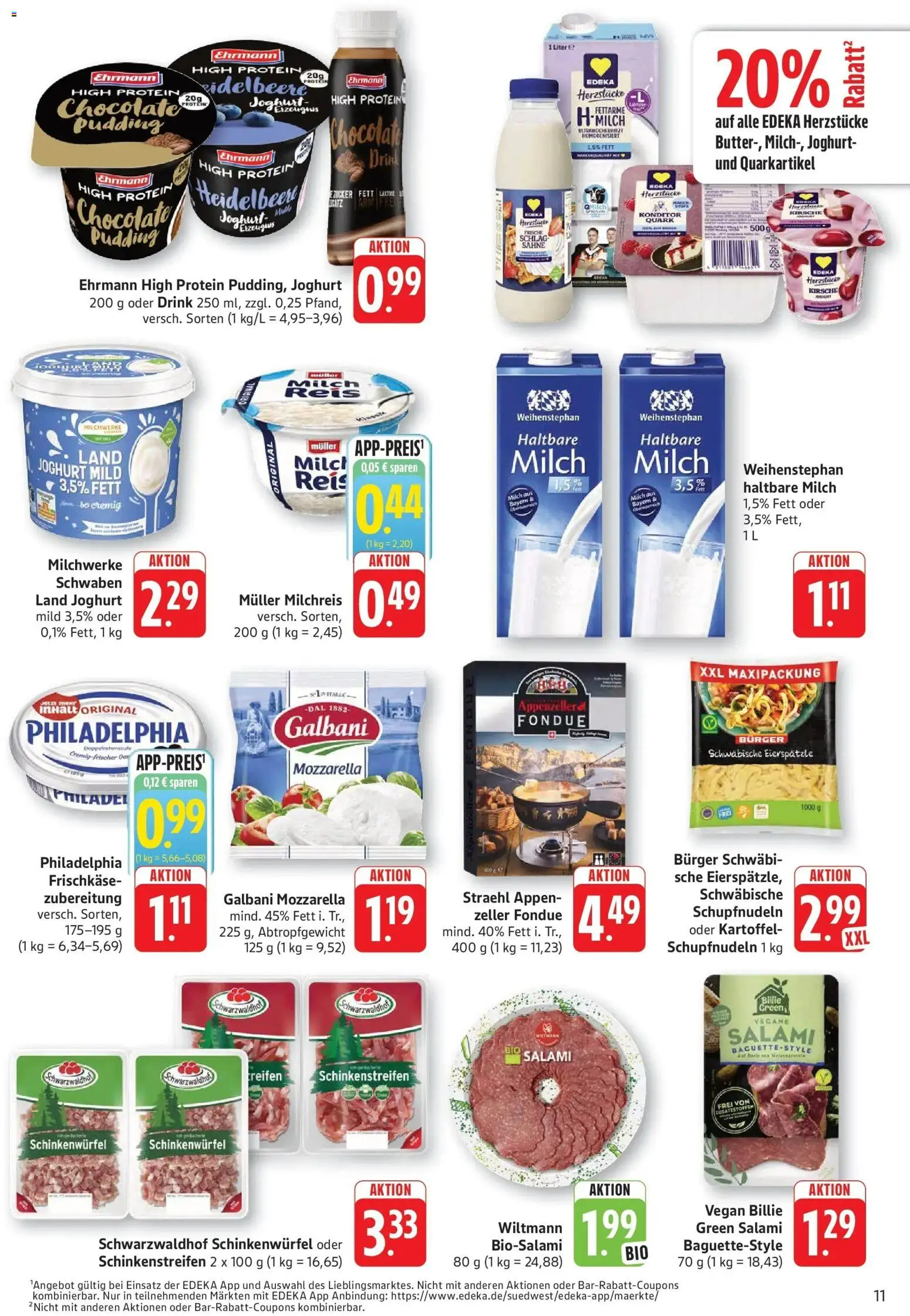 Vorschau von dem Prospekt des Geschäftes Edeka, gültig ab dem 26.10.2026 - Quark, Mozzarella, Fondue, Zucker, Sahne, Pudding, Haltbare milch, Frischkase