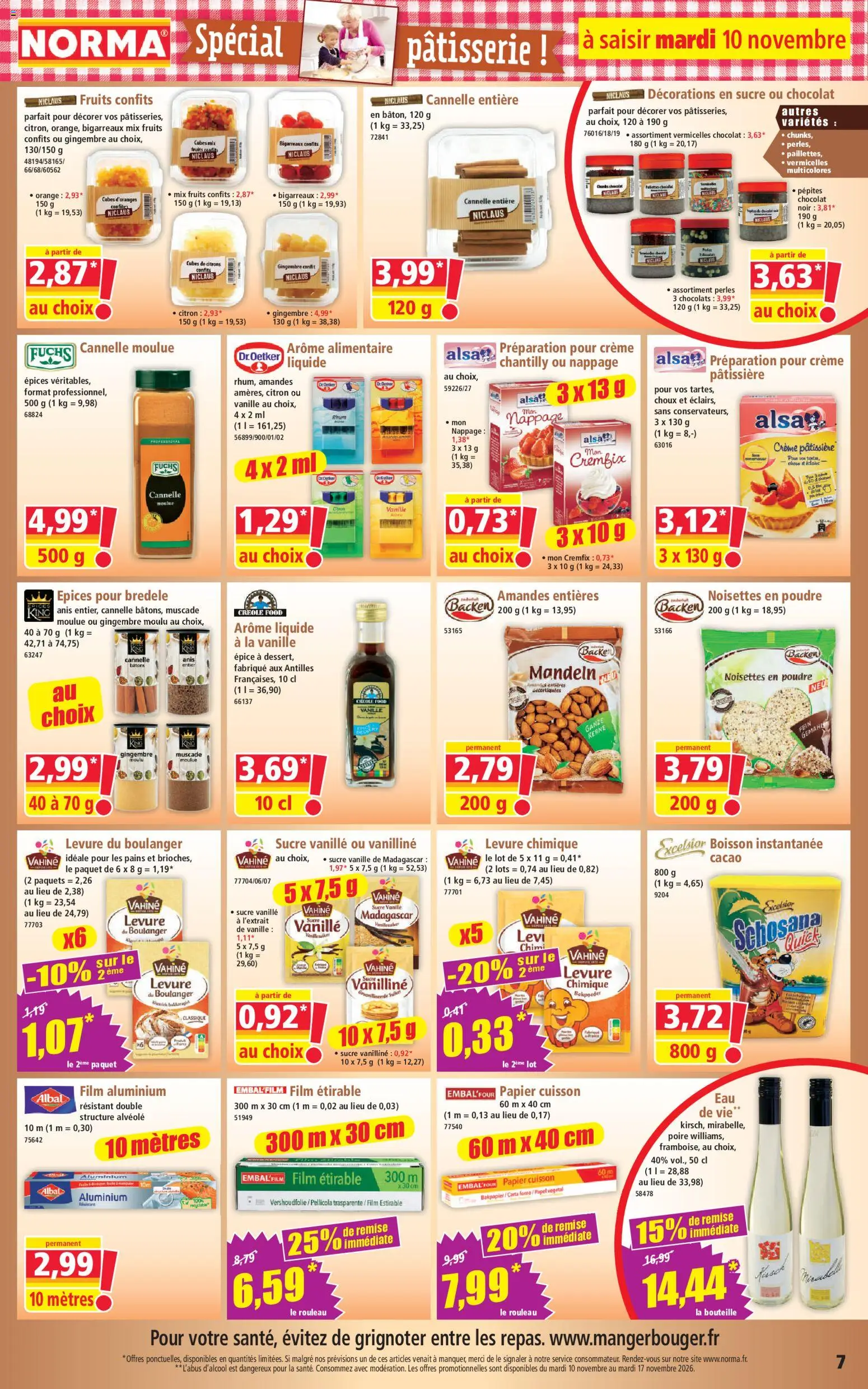 Prévisualisation de Norma catalogue du magasin Norma formulaire valide 10/11/2026 - Chantilly, Arôme liquide, Amandes, Sucre, Crème, Citrons, Bouteille, Crème chantilly
