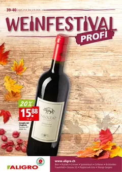 Vorschau des Merkblatts Aligro aktionen Wein Schlieren, Gossau SG, Frauenfeld, Rapperswil-Jona, Sargans, Bern vom Shop Aligro gültig von 21.09.2026 bis 03.10.2026