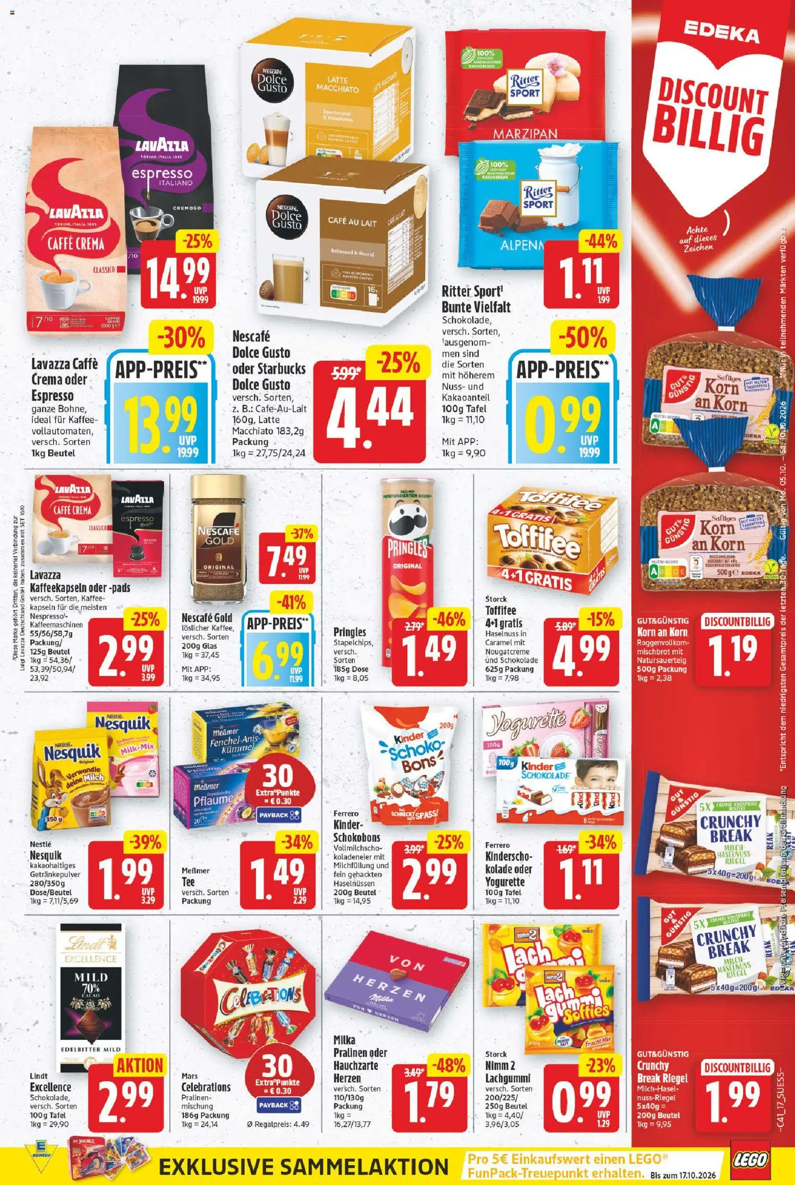 Vorschau von dem Prospekt des Geschäftes E center, gültig ab dem 05.10.2026 - Starbucks, Schokolade, Lindt, Milch, Toffifee, Dolce gusto, Nescafe gold, Kinder schokolade