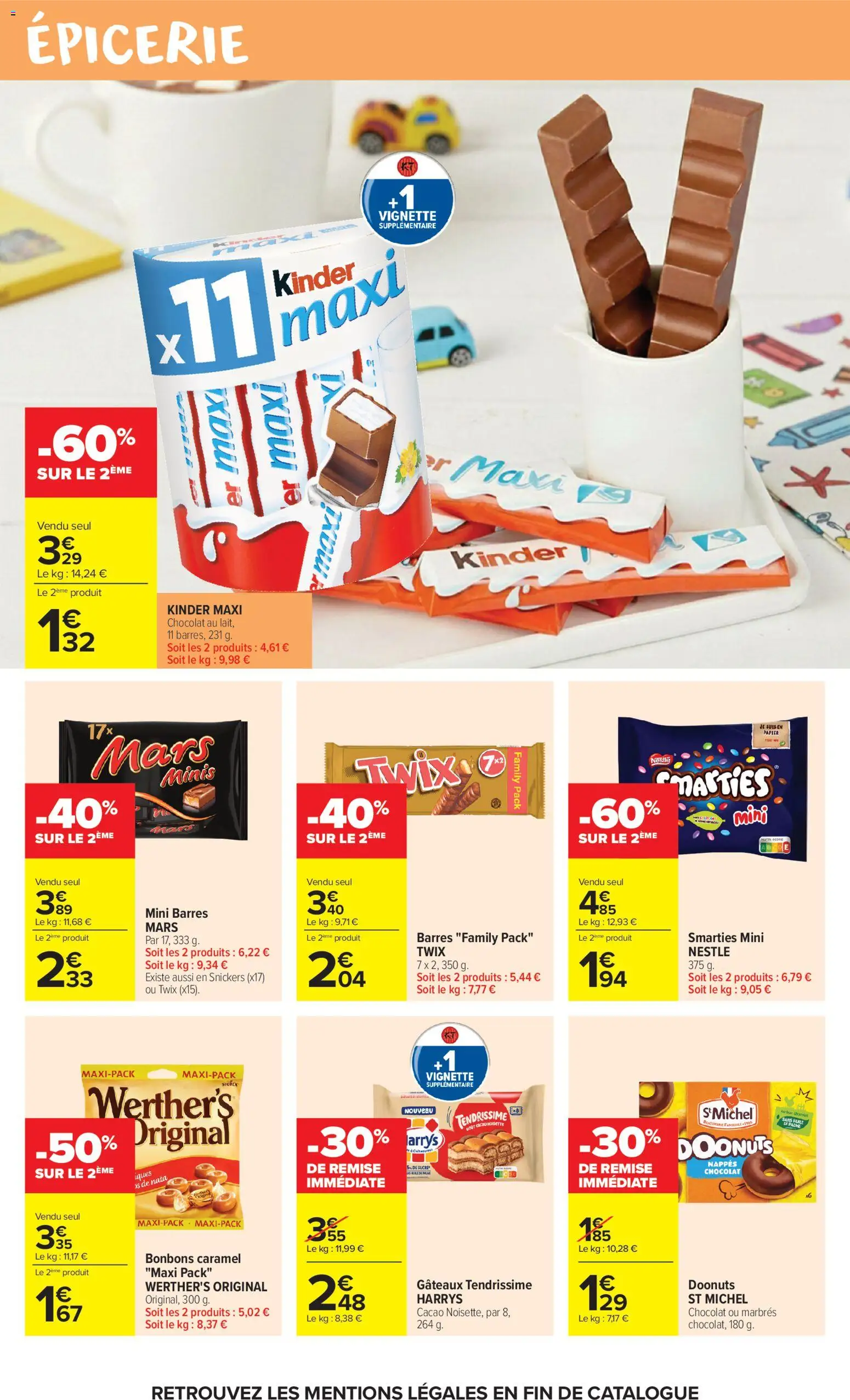 Prévisualisation de Carrefour Market catalogue du magasin Carrefour Market formulaire valide 27/10/2026 - Chocolat, Bonbons, Noisette, Huile, Cacao, Snickers, Twix, Kinder maxi