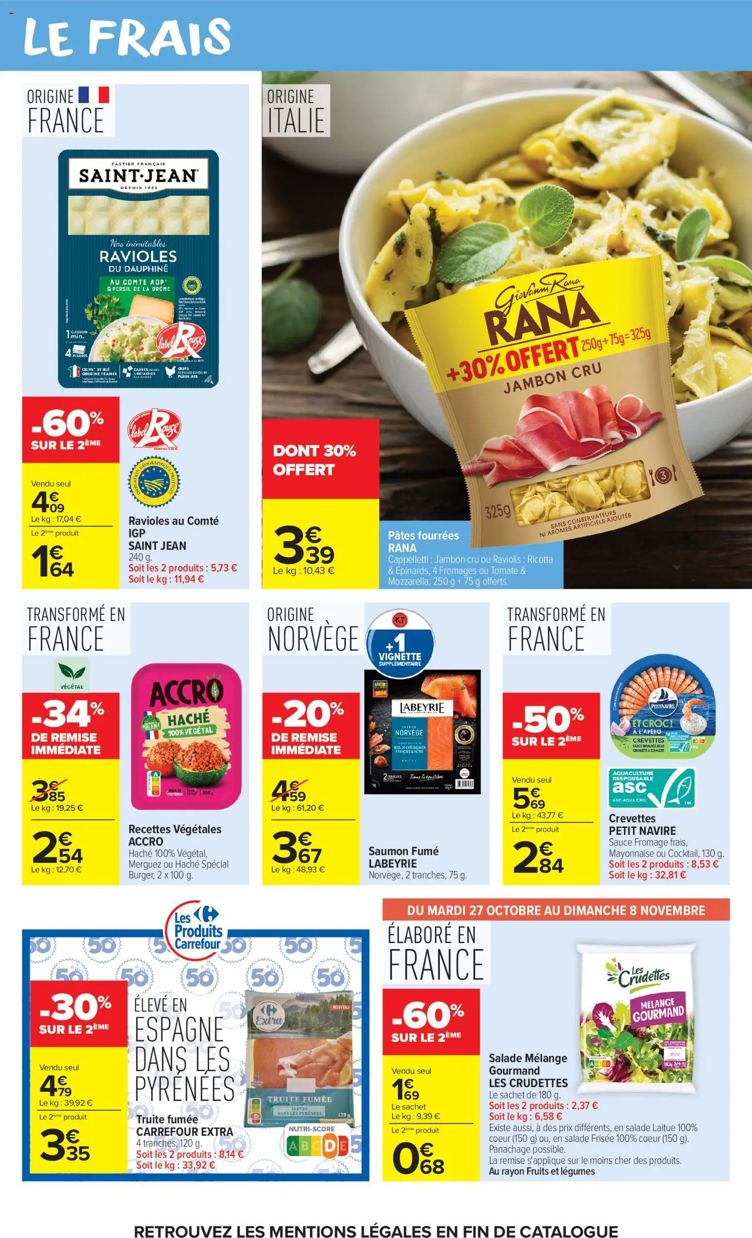 Prévisualisation de Carrefour Market catalogue du magasin Carrefour Market formulaire valide 27/10/2026 - Salade, Saumon, Persil, Tomate, Merguez, Pois, Blé, Laitue