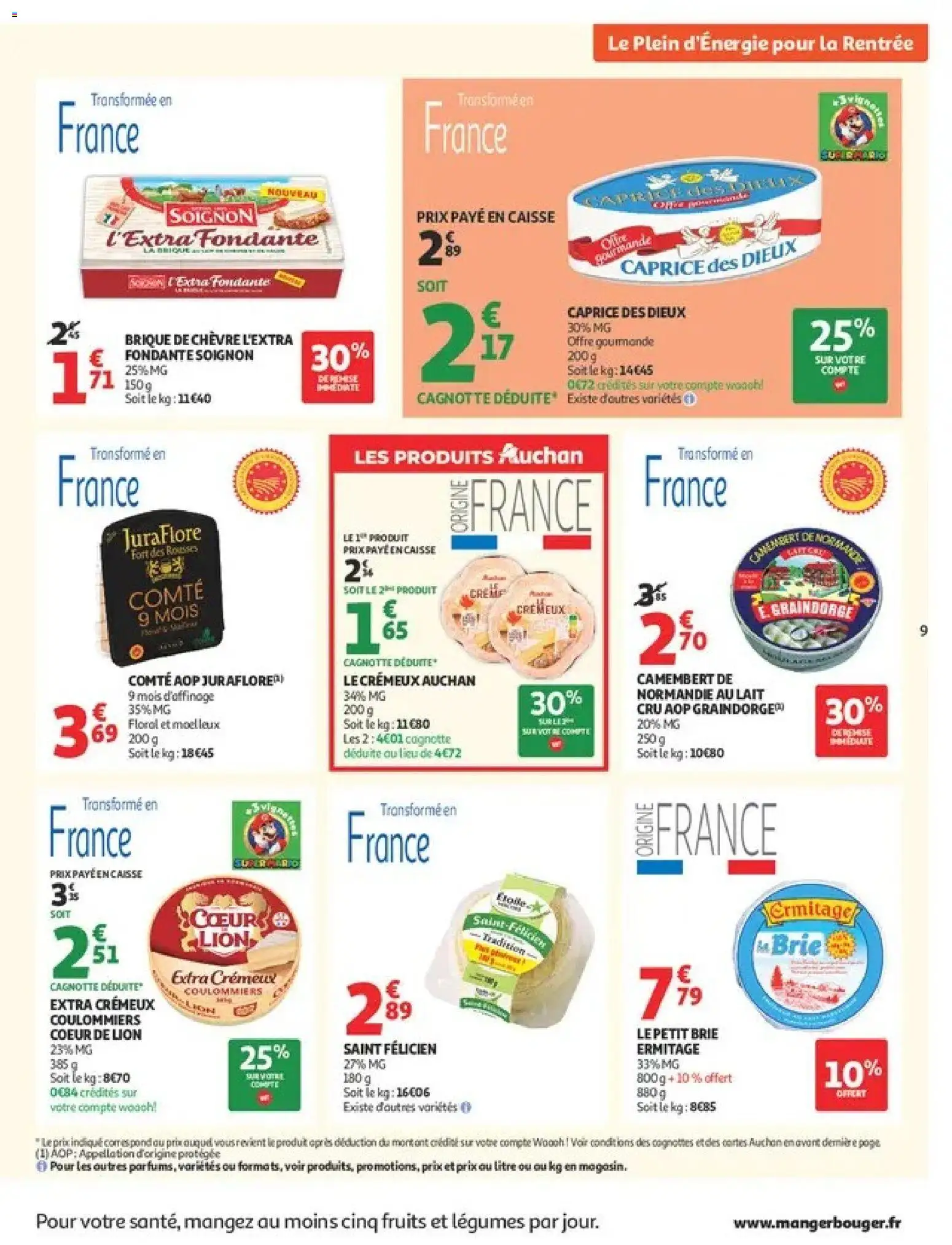 Prévisualisation de Auchan Ménage rentrée hypers du magasin Auchan formulaire valide 08/09/2026 - Fruits, Lait, Crème, Brique, Brie, Caprice des dieux, Cœur de Lion, Comté aop