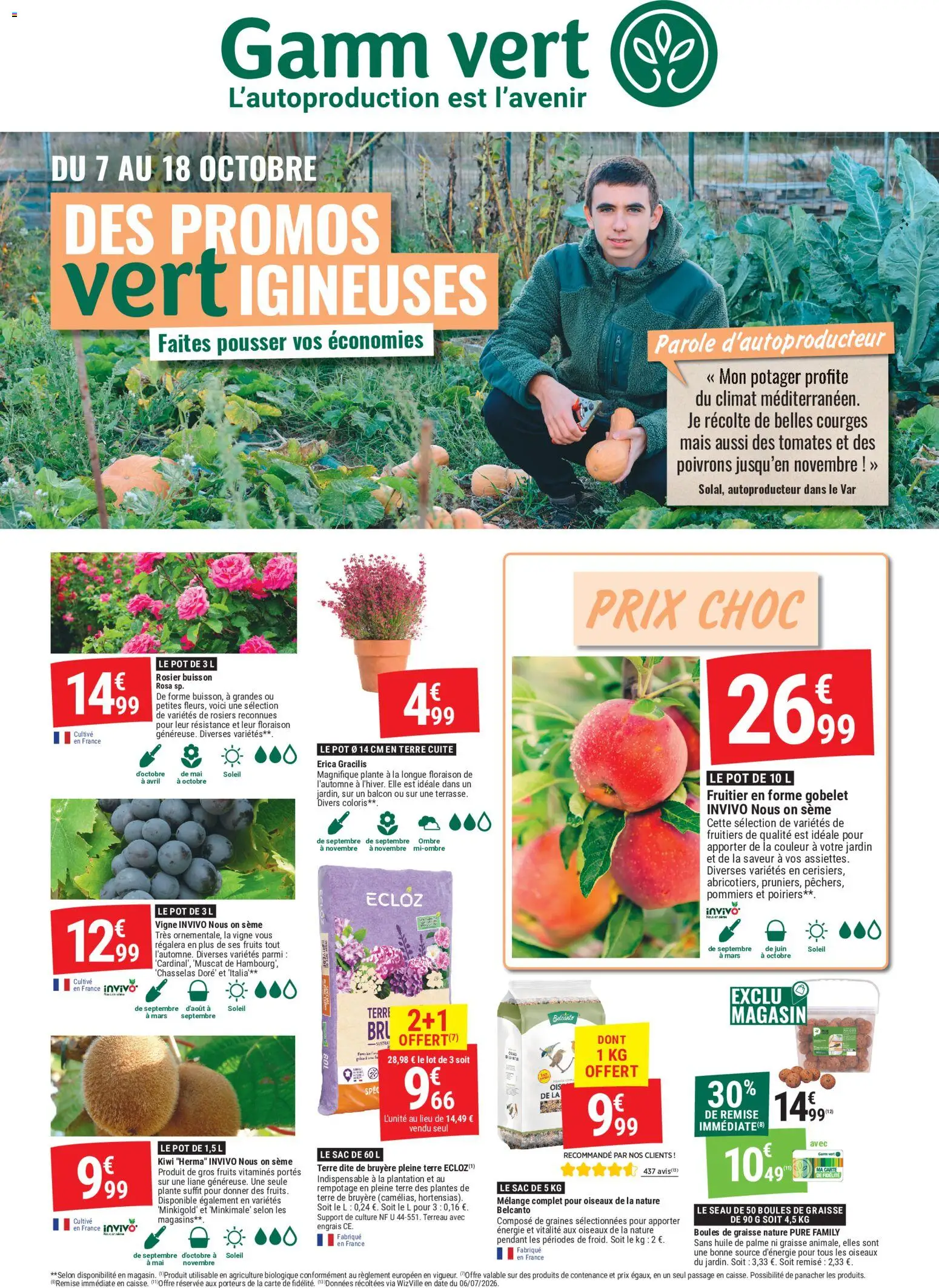 Prévisualisation de Gamm vert - des promos vertigineuses du magasin Gamm vert formulaire valide 07/10/2026 - Mais, Poivrons, Huile, Terreau, Graines, Engrais, Terre de bruyère, Portes