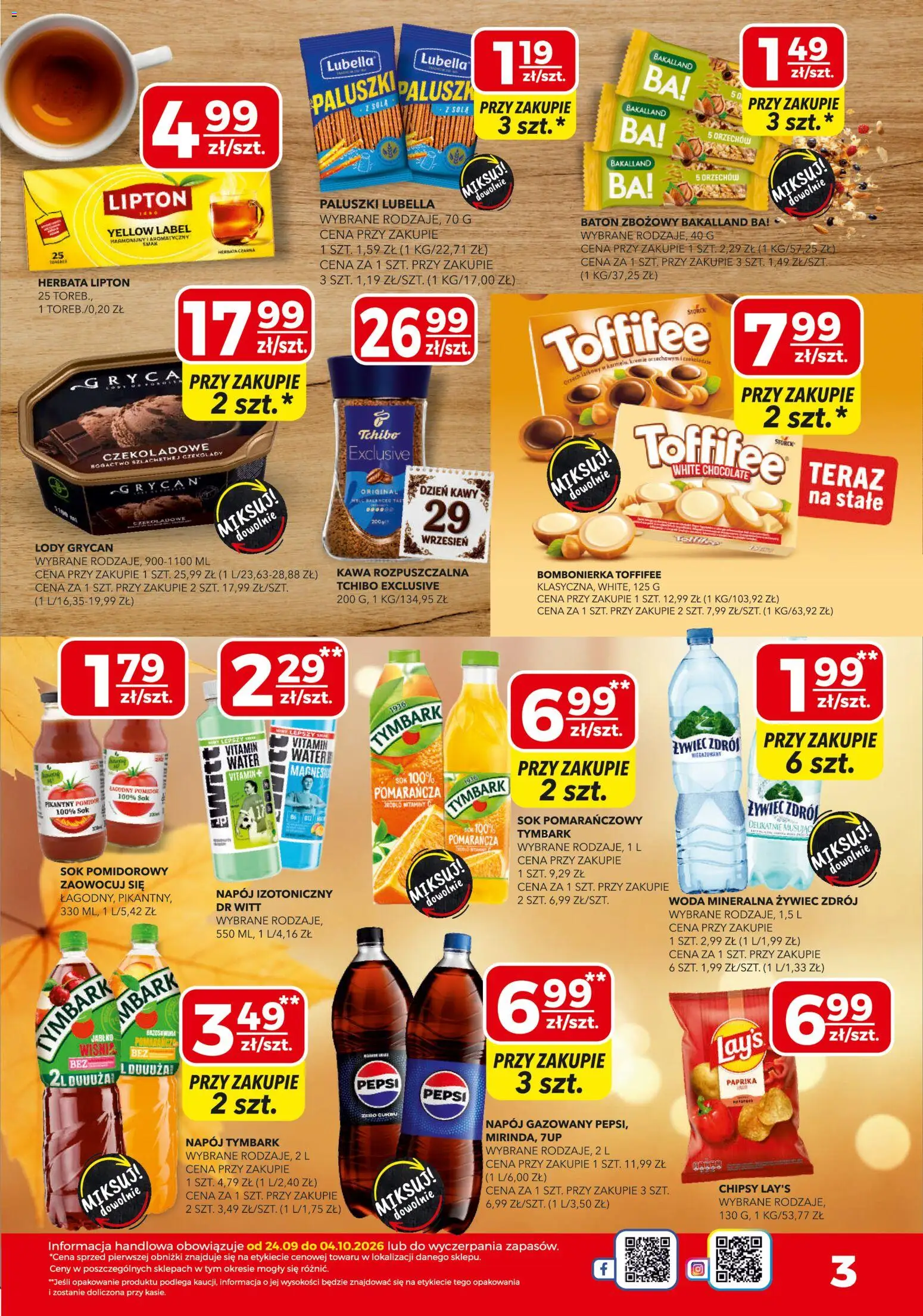 Pogląd gazetki "Top Market gazetka mini" ze sklepu Top Market ważnej od 24.09.2026 - Woda, Pomidor, Pepsi, Toffifee, Bombonierka, Sok pomarańczowy, Herbata lipton, Tchibo exclusive