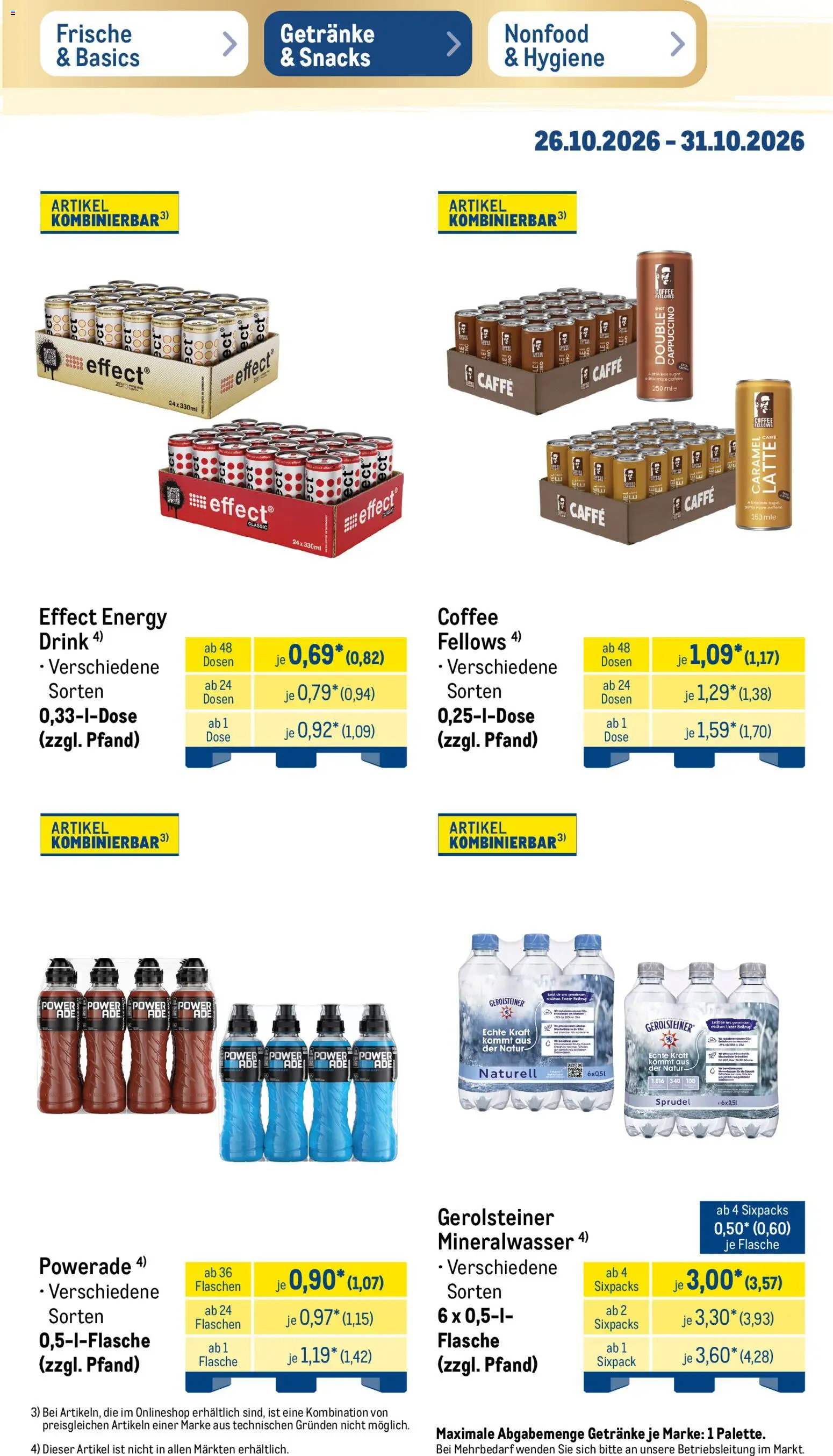Vorschau von dem Prospekt des Geschäftes Metro, gültig ab dem 26.10.2026 - Mineralwasser, Gerolsteiner, Powerade, Energy