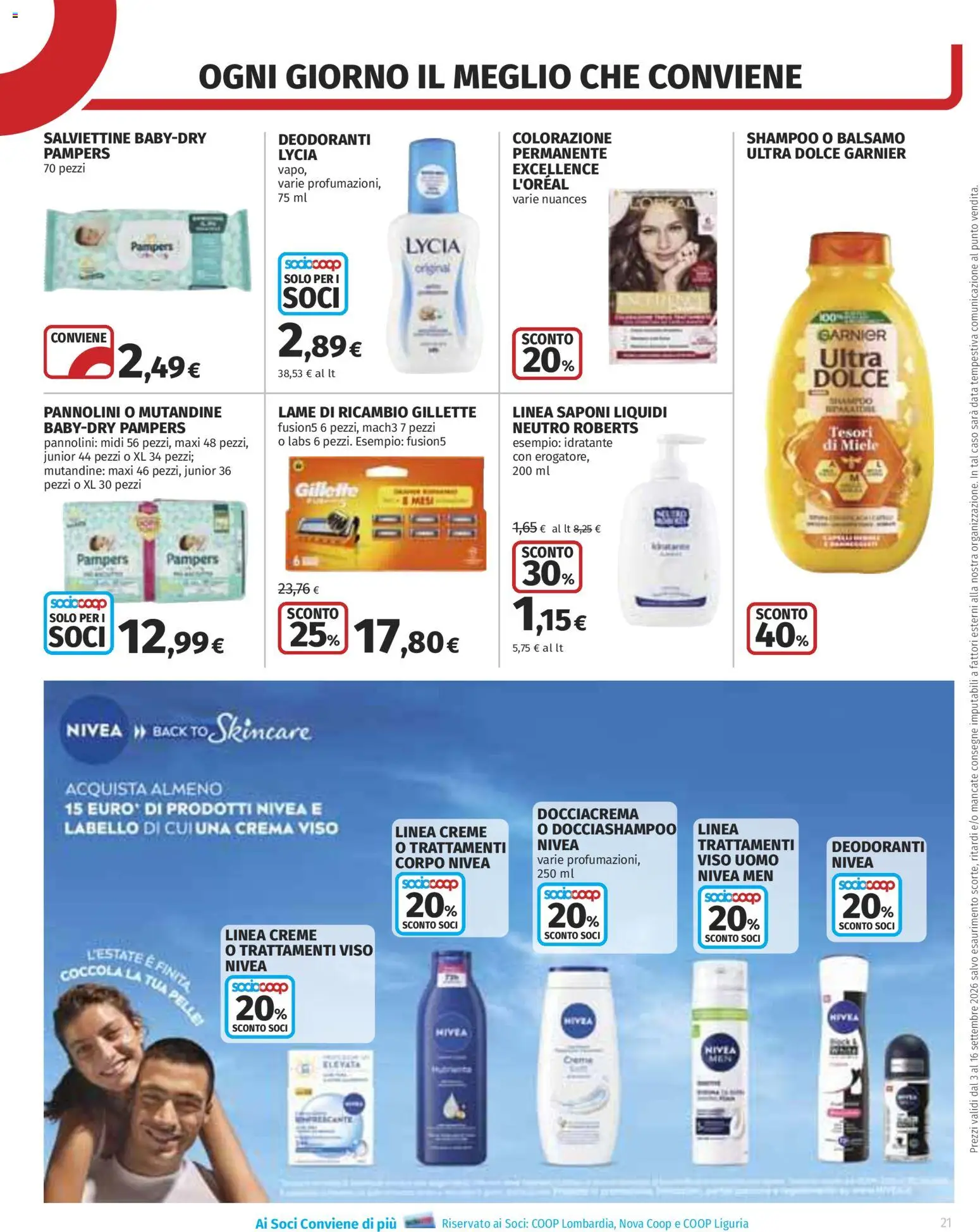 Anteprima dell'opuscolo COOP volantino Superstore Lombardia dal negozio COOP valido da 03/09/2026 - Crema, Miele, Shampoo, Pampers, Crema viso, Pannolini, Balsamo, Mutandine