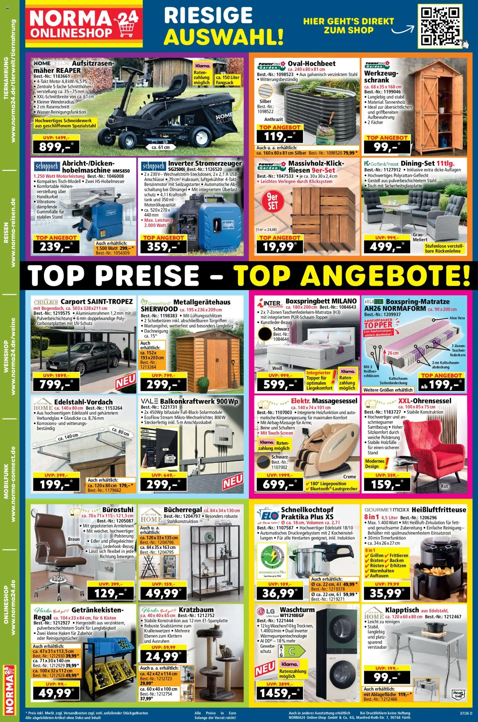 Vorschau von dem Prospekt des Geschäftes Norma, gültig ab dem 07.09.2026 - Boxspringbett, Bücherregal, Schrank, Top, Tisch, USB, Topper, Creme