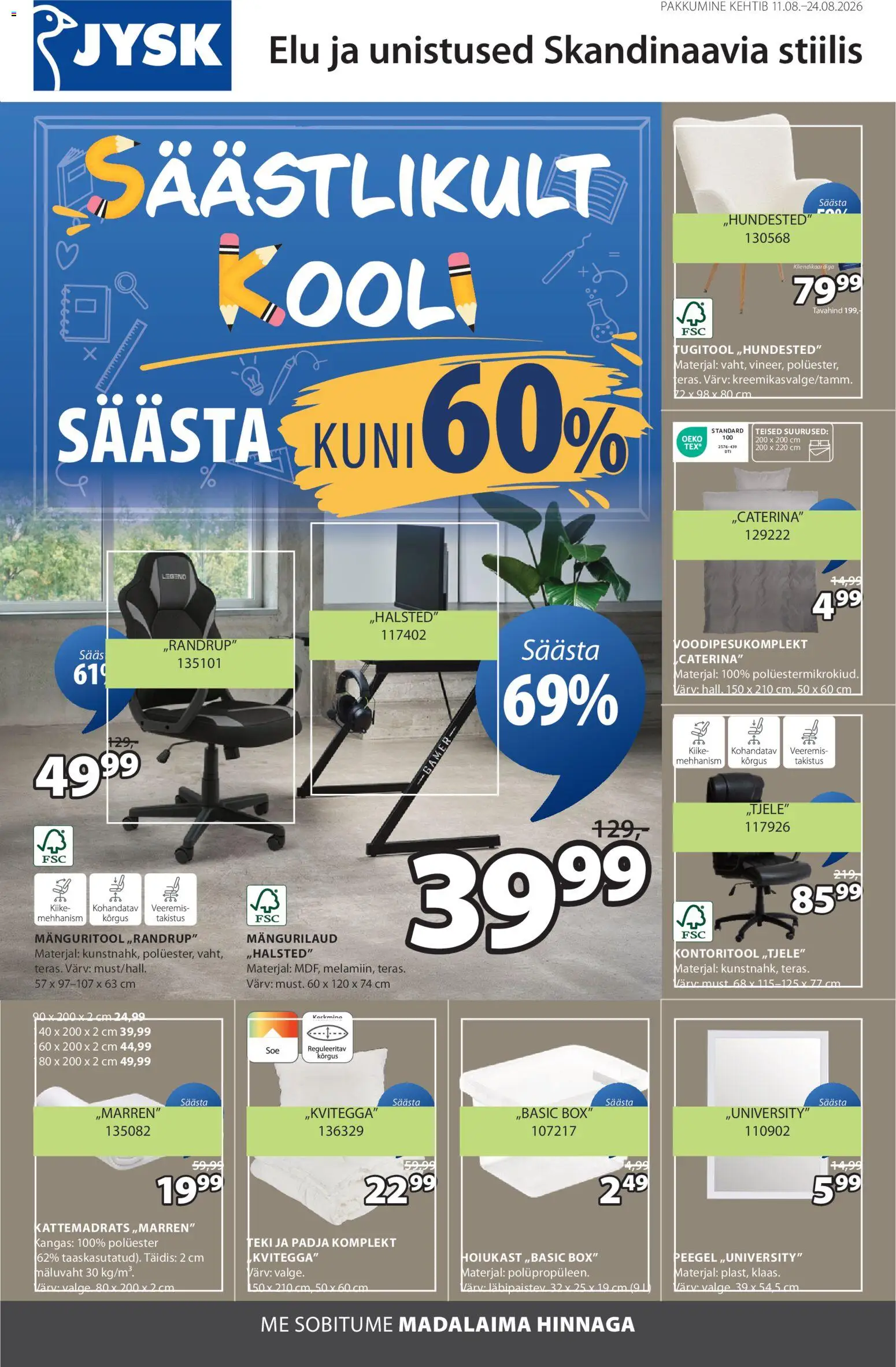 JYSK kliendilehe eelvaade alates 11.08.2026