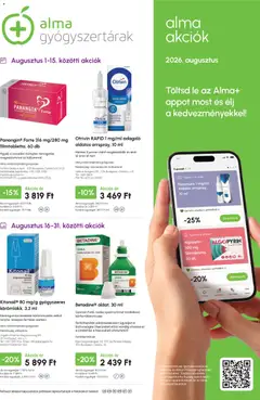 Alma Gyógyszertárak - Alma Gyógyszertárak akciós újság megtekintése, amely érvényes 2026.08.01.-től