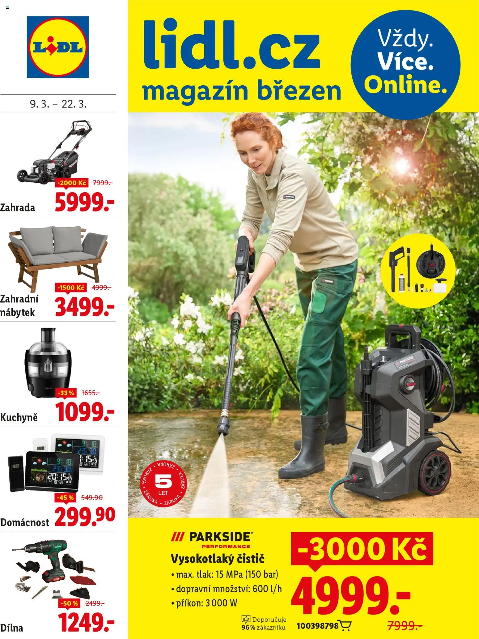 Náhled nabídky: Lidl Lidl magazín platný od 09.03.2026 - Kuchyně, Parkside, Nábytek, Zahradní nábytek, Zahrada, Vysokotlaký čistič
